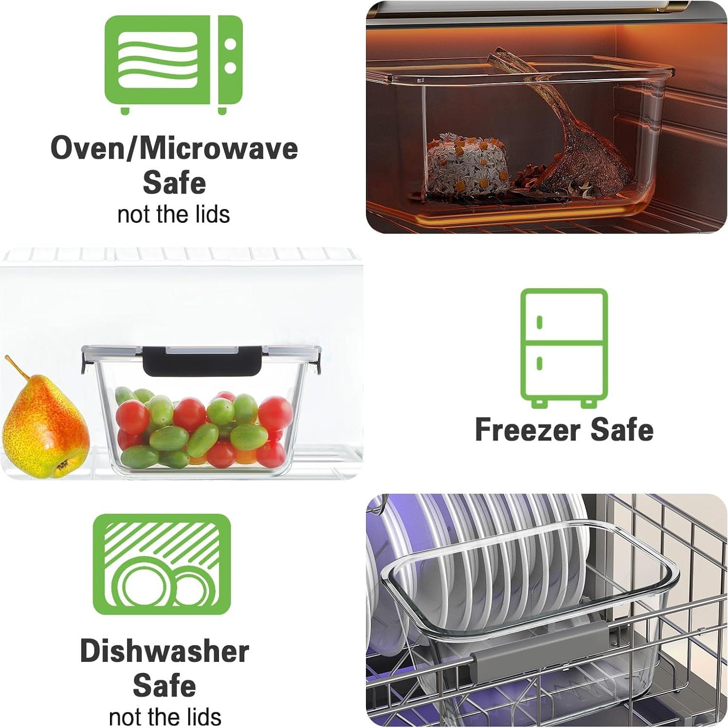 HOMBERKING 2 Piezas Contenedores de Vidrio 1800ml A Prueba de Fugas