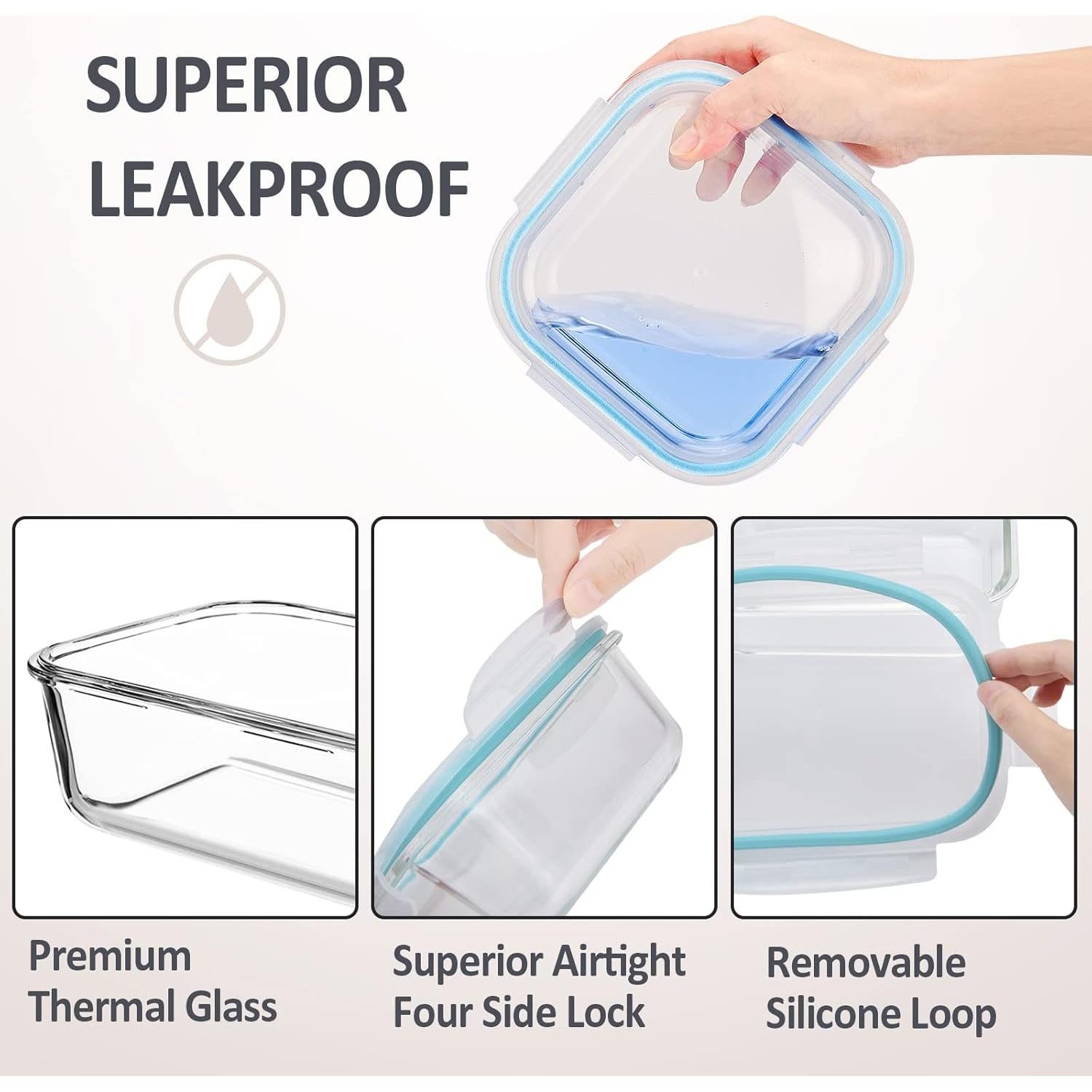 Contenedores de Almacenamiento de Comida de Vidrio ROSOS 4 Piezas