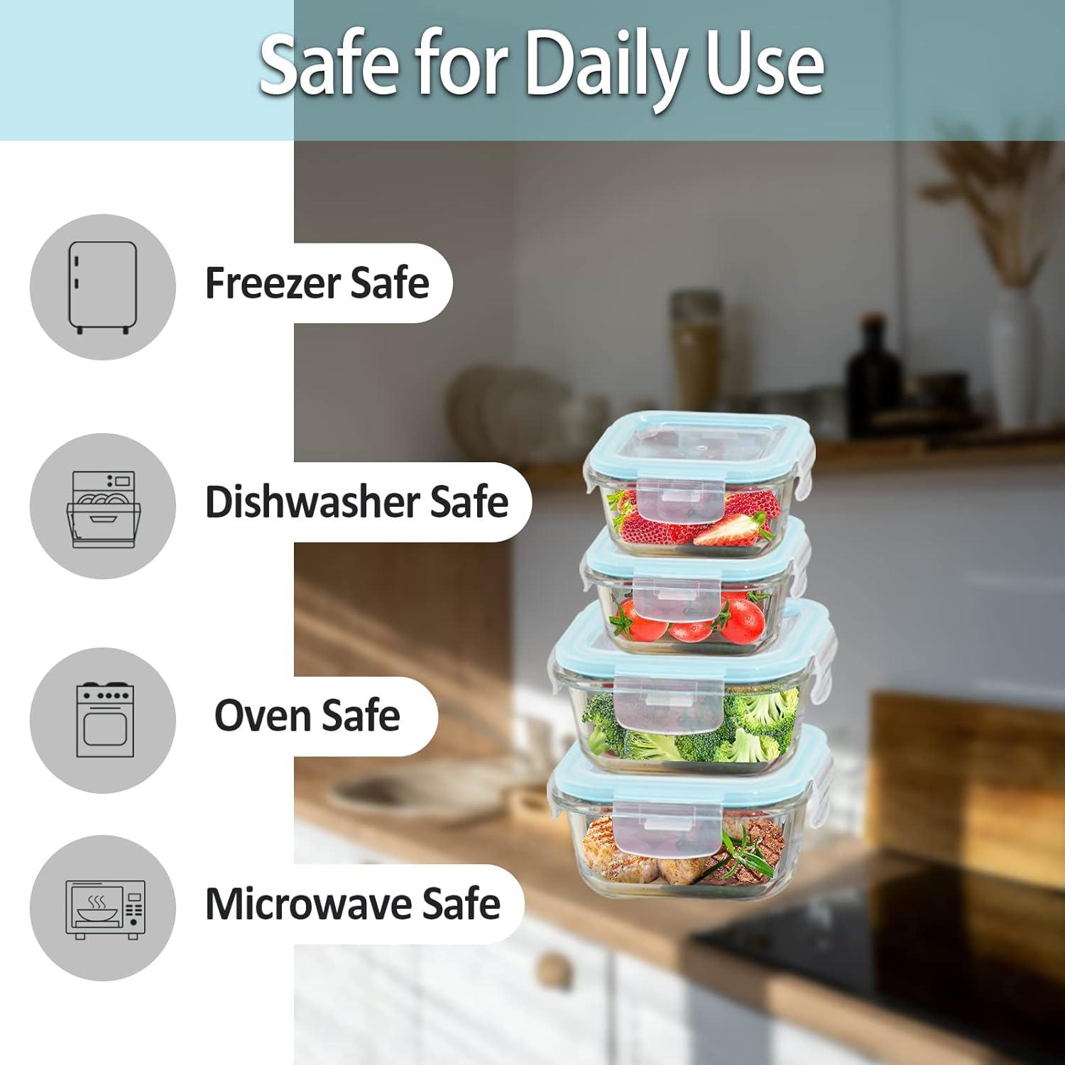 Contenedores de Almacenamiento de Comida de Vidrio ROSOS 4 Piezas