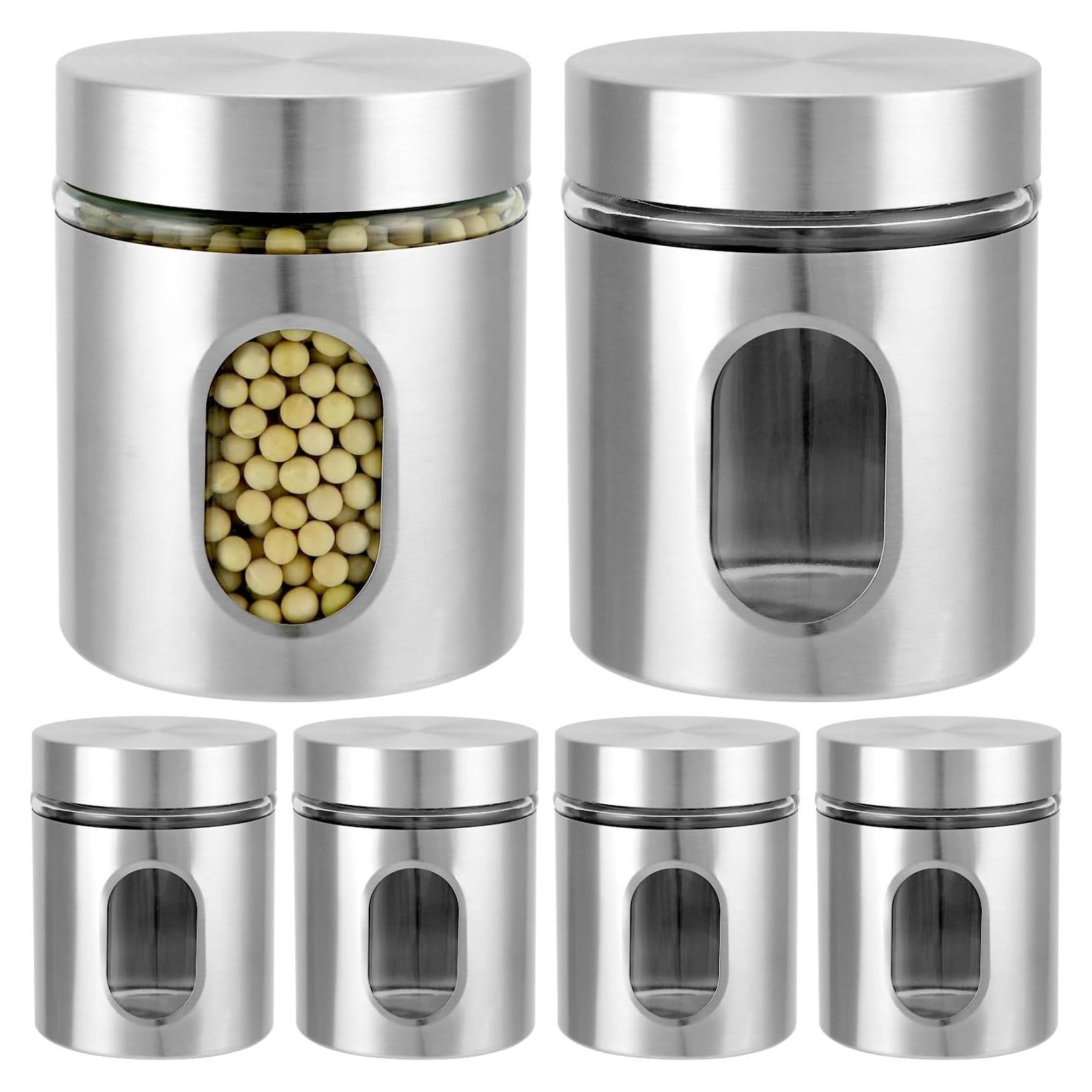 Juego de Tarros de Cocina QWORK 6 Piezas 590 ml Acero Inoxidable