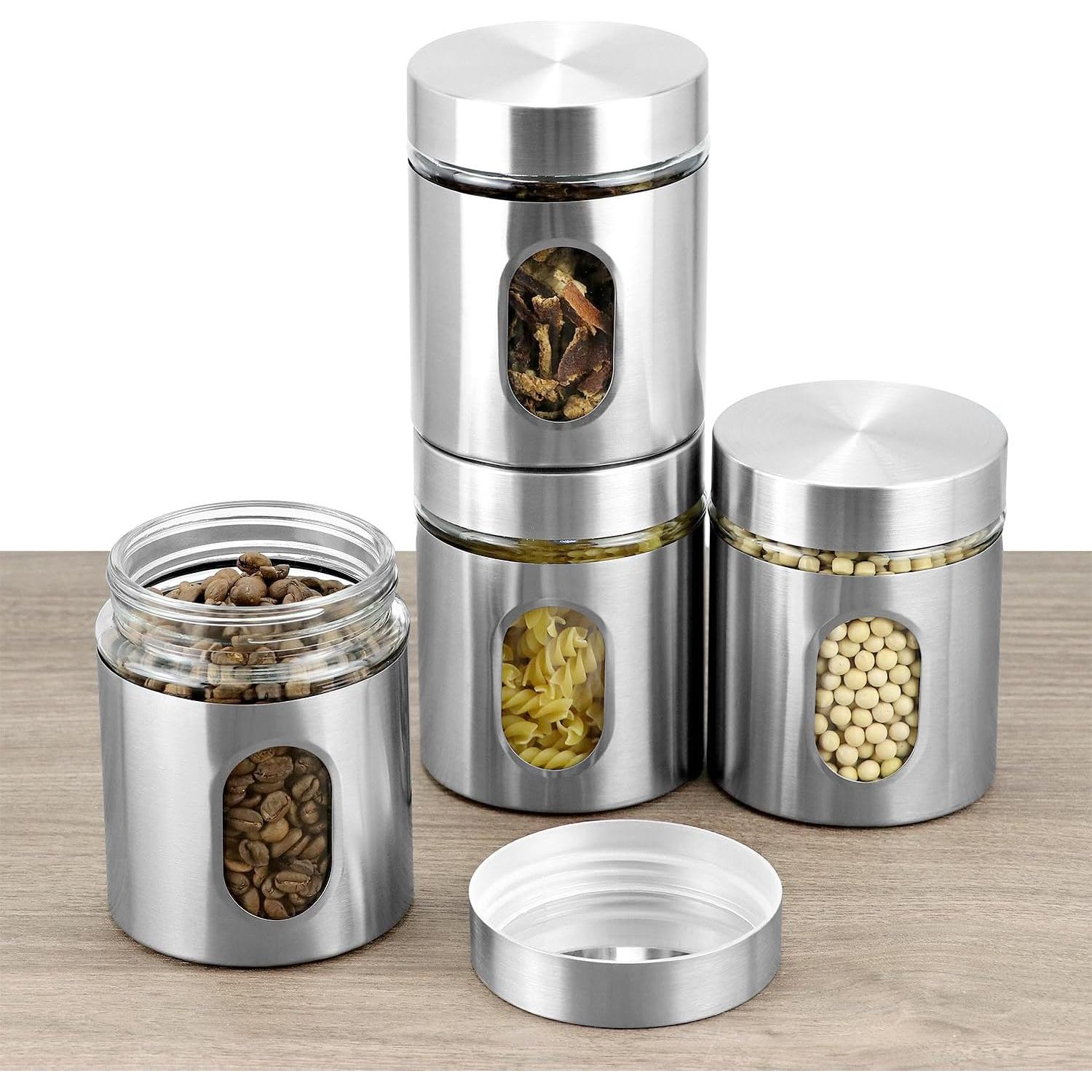 Juego de Tarros de Cocina QWORK 6 Piezas 590 ml Acero Inoxidable