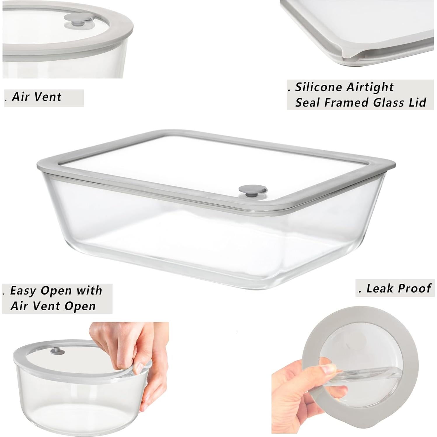 Contenedores de Vidrio EcoEvo 87oz Herméticos 2 Piezas