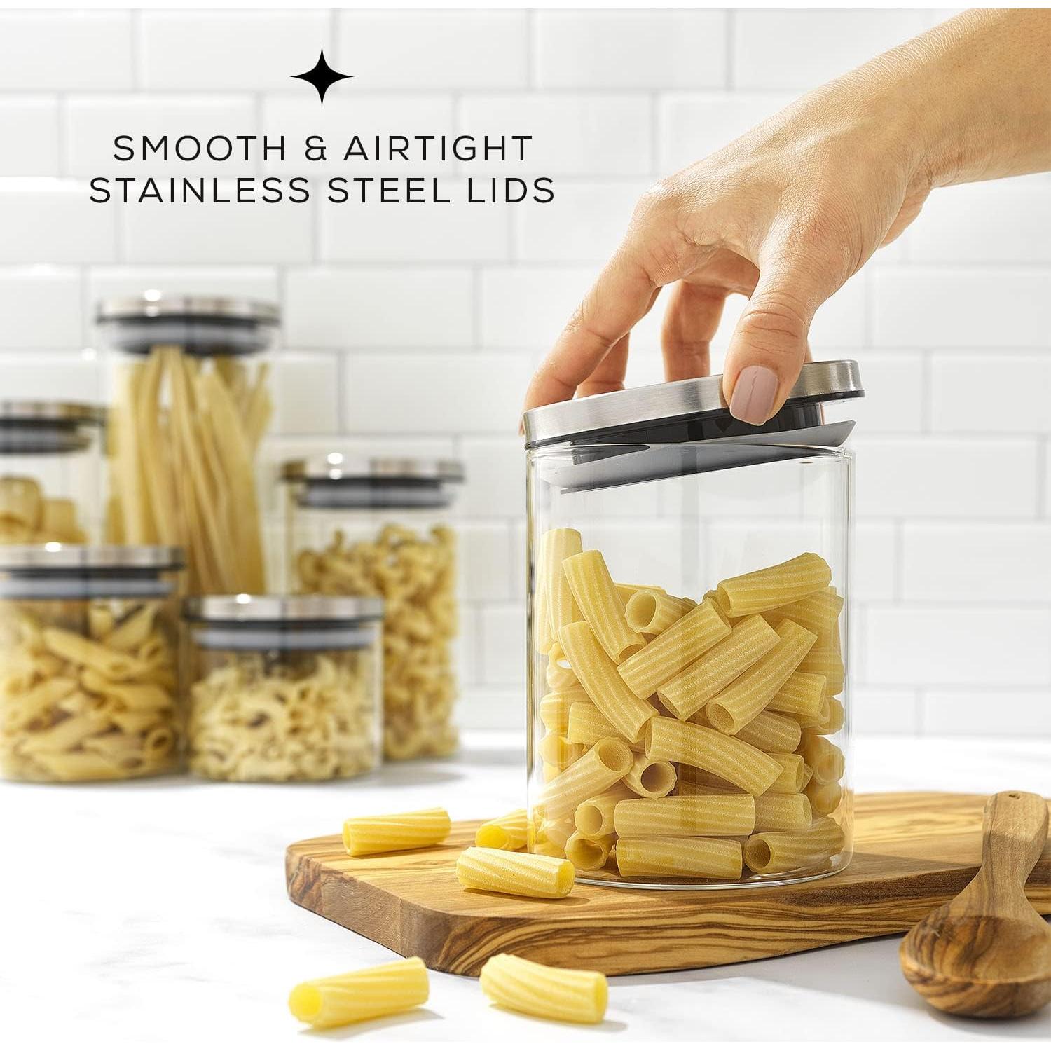 Juego de 6 Tarros de Vidrio JoyJolt con Tapa Hermética