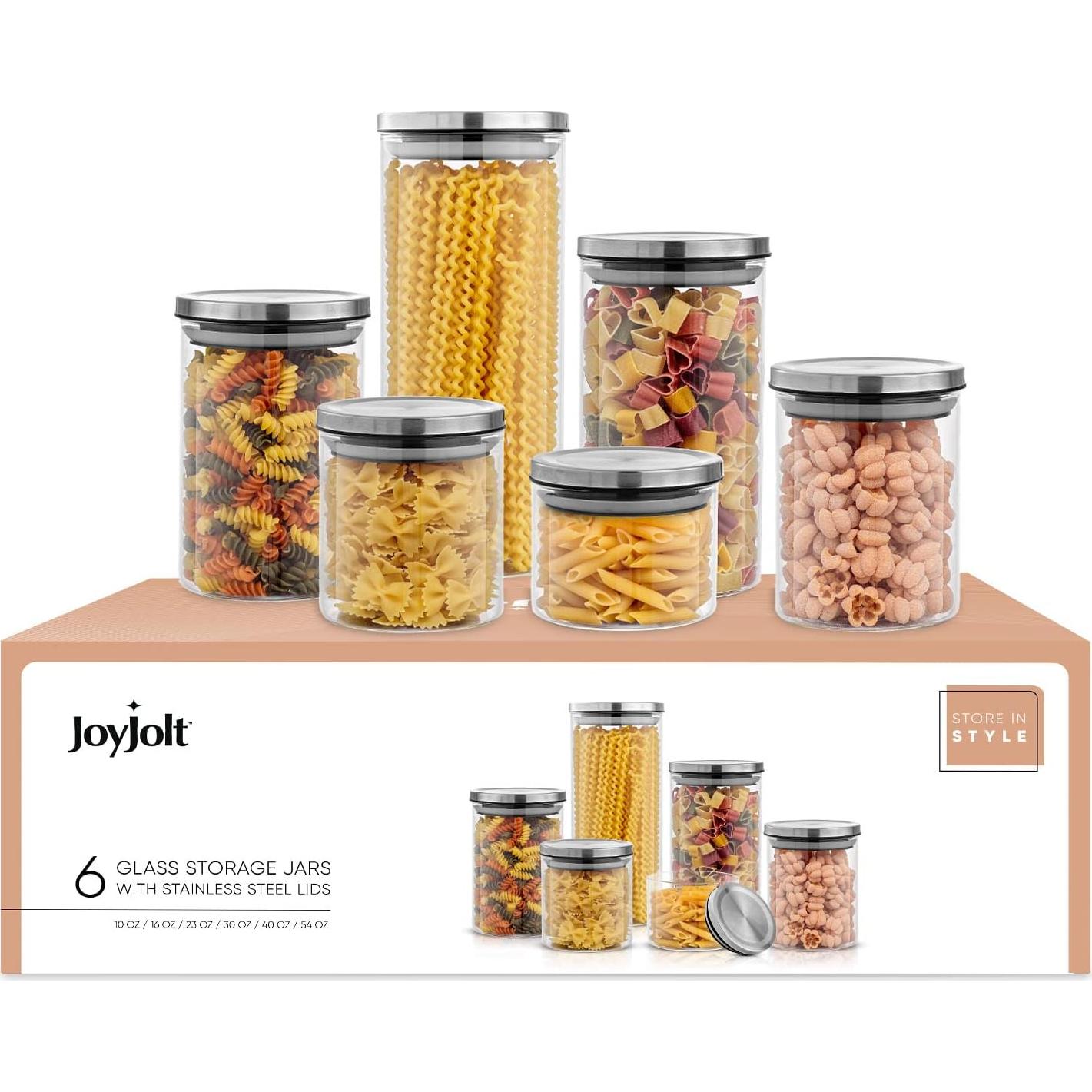 Juego de 6 Tarros de Vidrio JoyJolt con Tapa Hermética