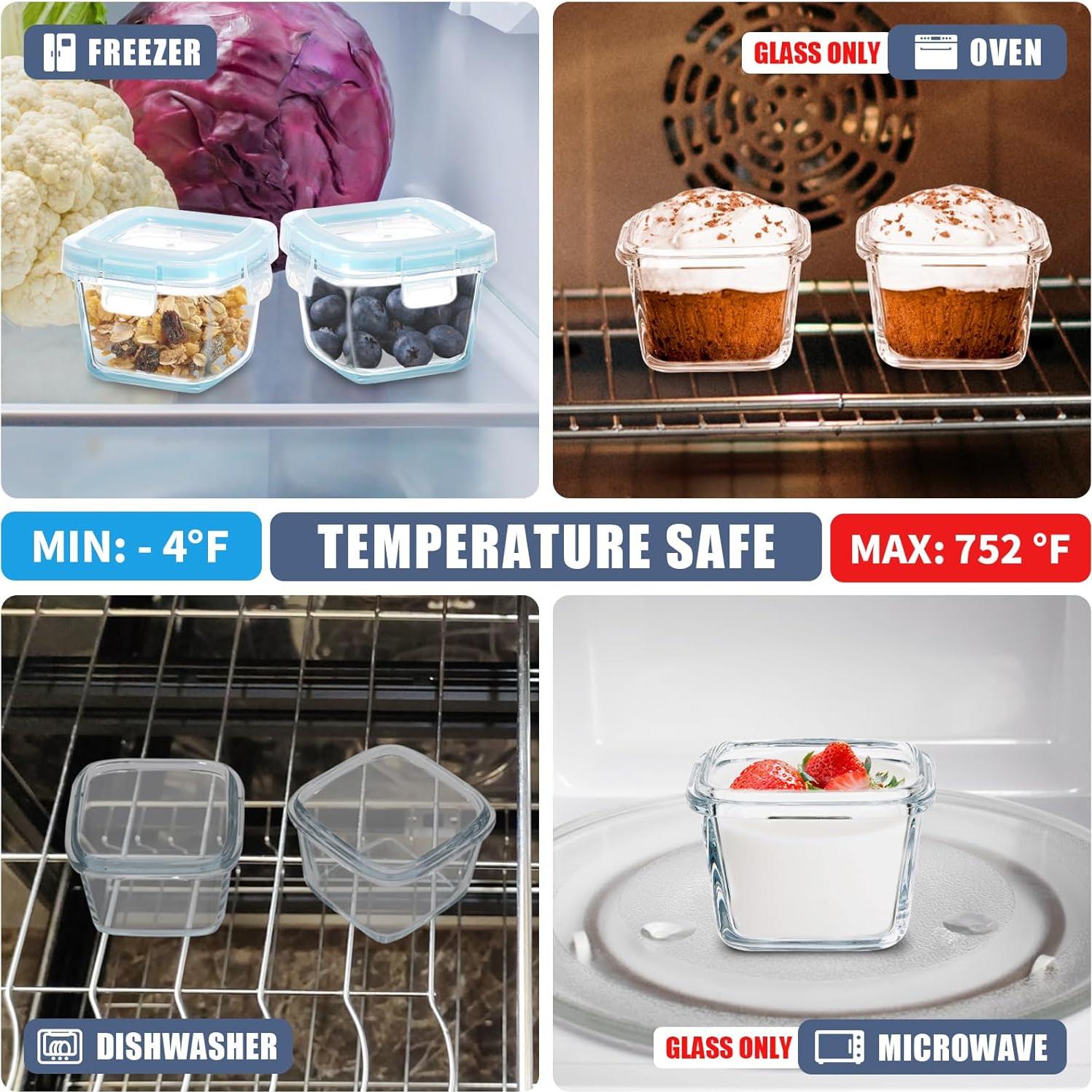 Contenedores de Vidrio SOACOAKO 6 Piezas 177ml Herméticos