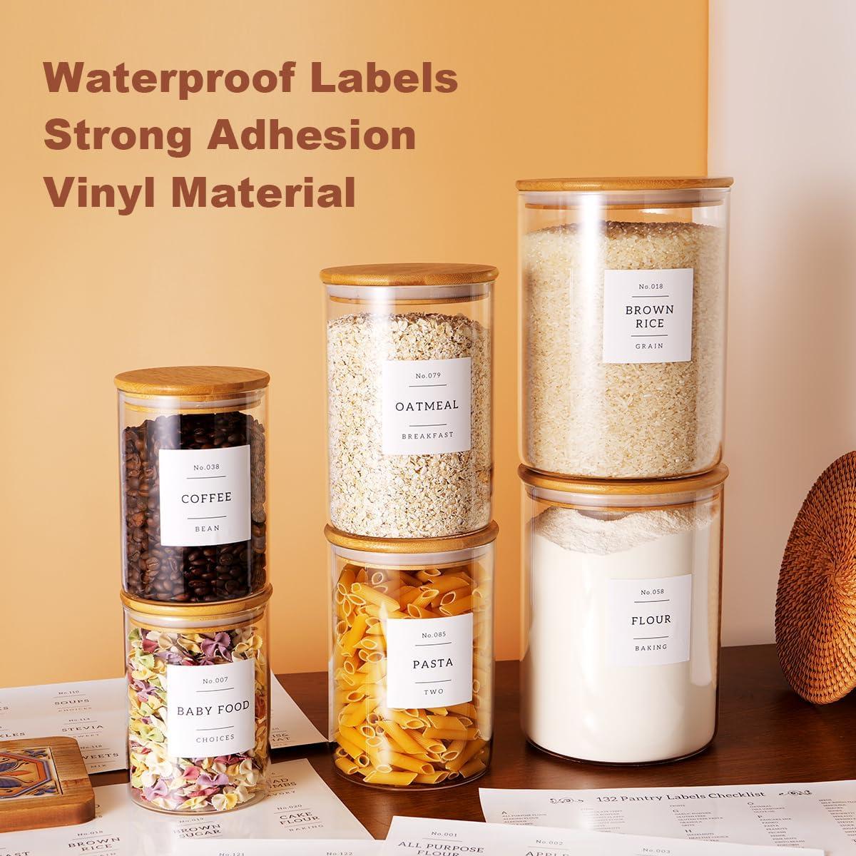 Juego de 6 tarros de vidrio CZZGSM con tapas de bambú y 132 etiquetas