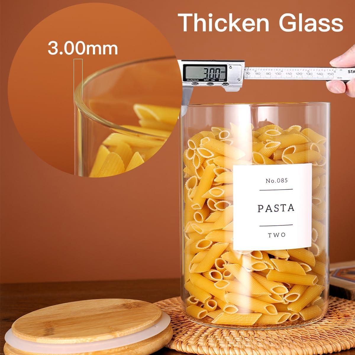 Juego de 6 tarros de vidrio CZZGSM con tapas de bambú y 132 etiquetas