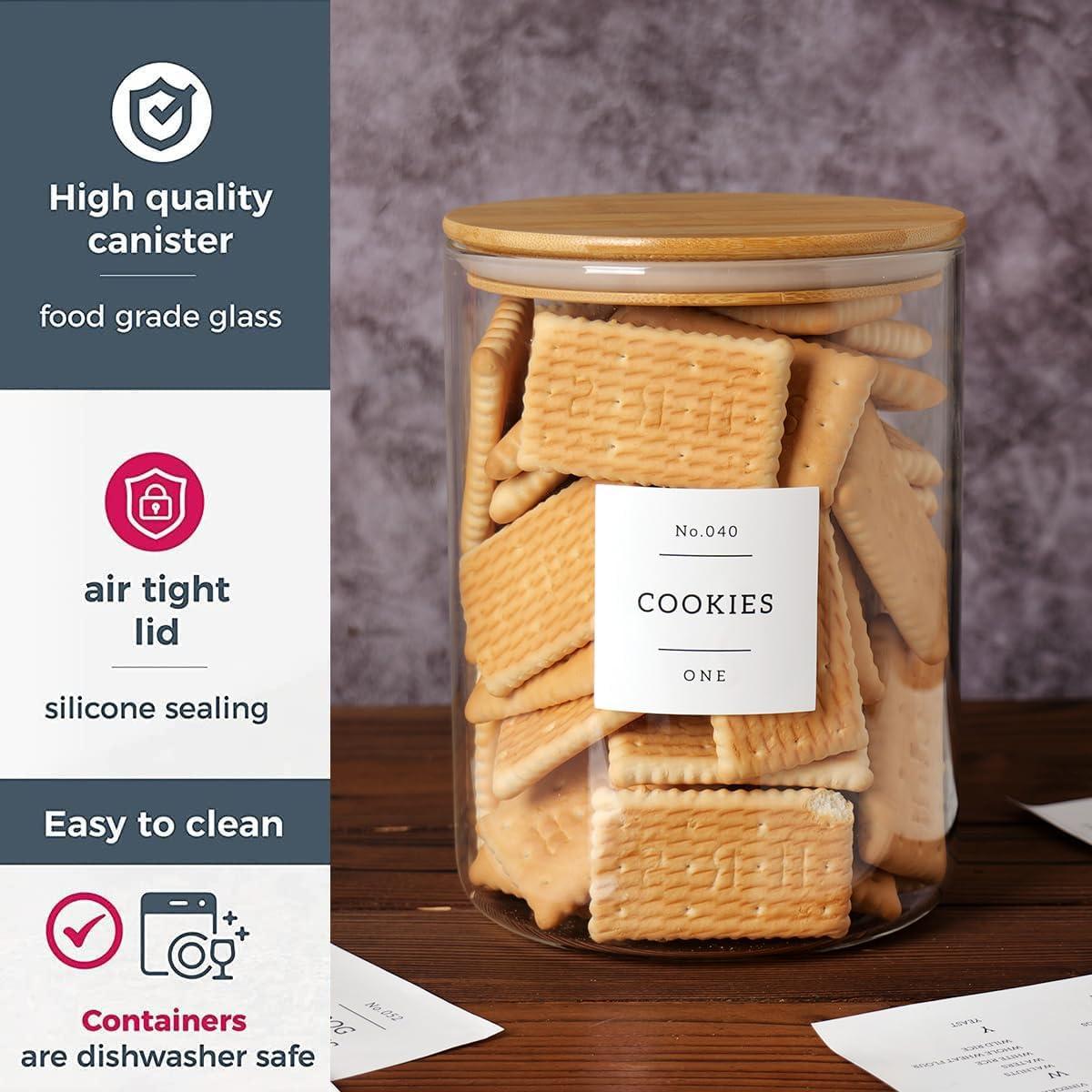 Juego de 6 tarros de vidrio CZZGSM con tapas de bambú y 132 etiquetas