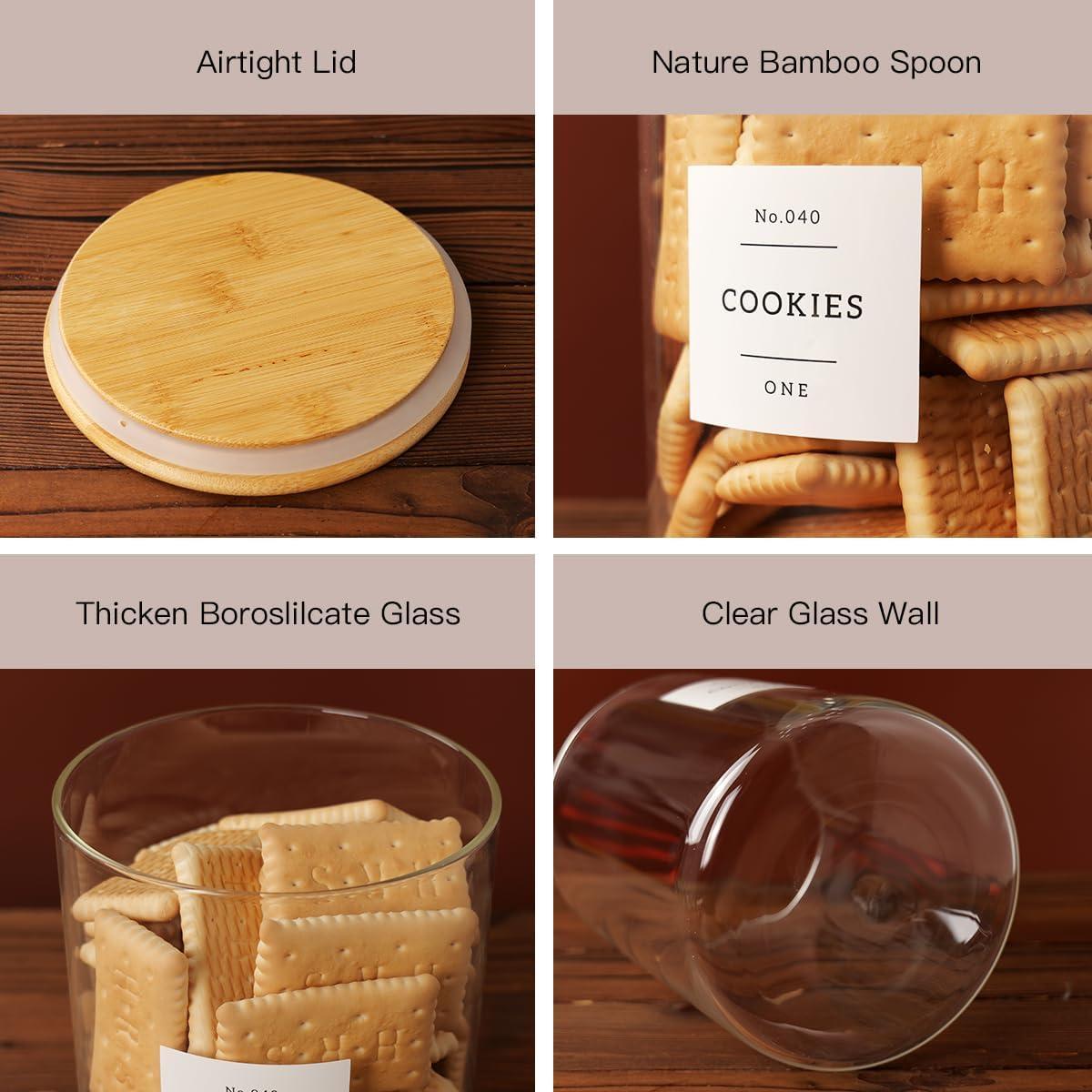 Juego de 6 tarros de vidrio CZZGSM con tapas de bambú y 132 etiquetas