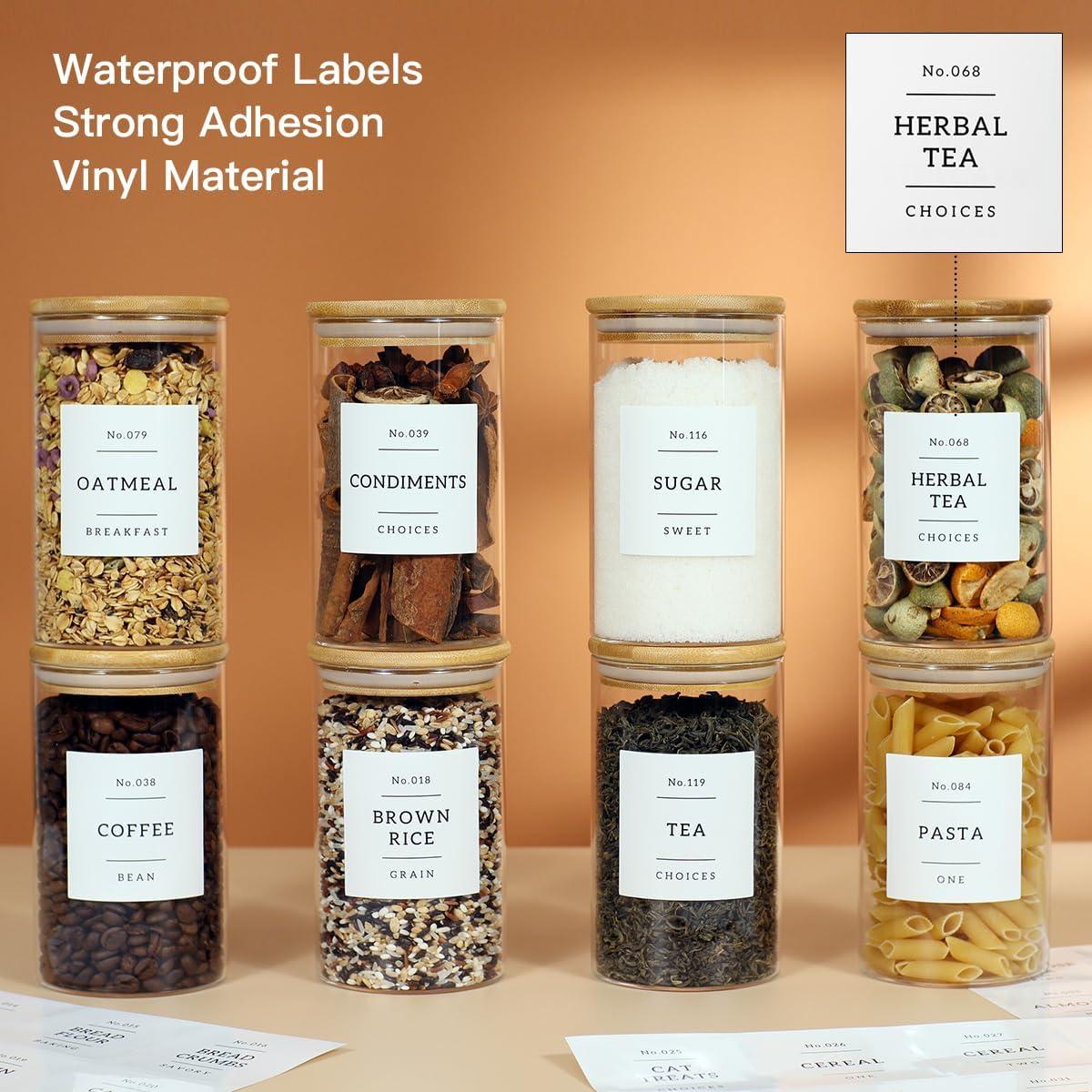 Set de 8 Tarros de Vidrio CZZGSM 592ml con Tapa de Bambú y Etiquetas