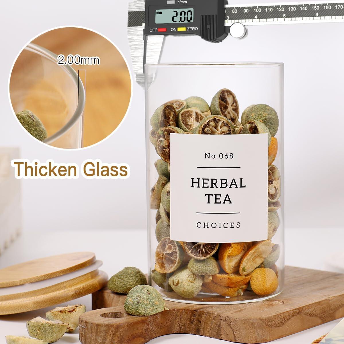 Set de 8 Tarros de Vidrio CZZGSM 592ml con Tapa de Bambú y Etiquetas