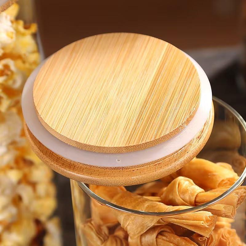 Set de 8 Tarros de Vidrio CZZGSM 592ml con Tapa de Bambú y Etiquetas