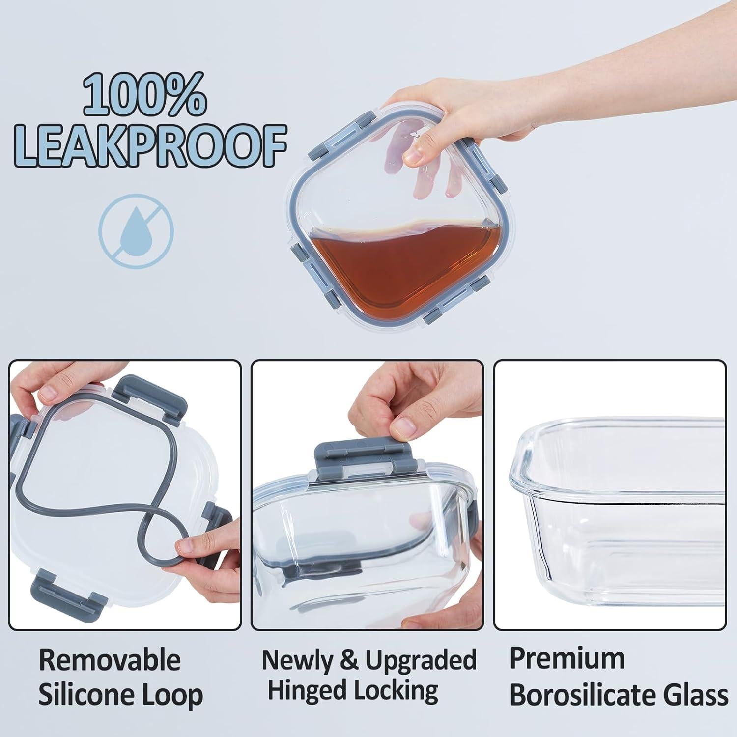 Contenedores de Almacenamiento de Comida de Vidrio ROSOS 8 Piezas