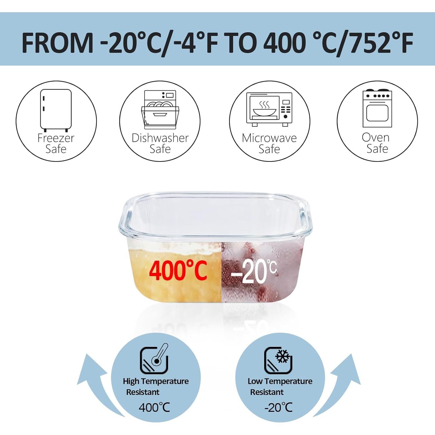 Contenedores de Almacenamiento de Comida de Vidrio ROSOS 8 Piezas