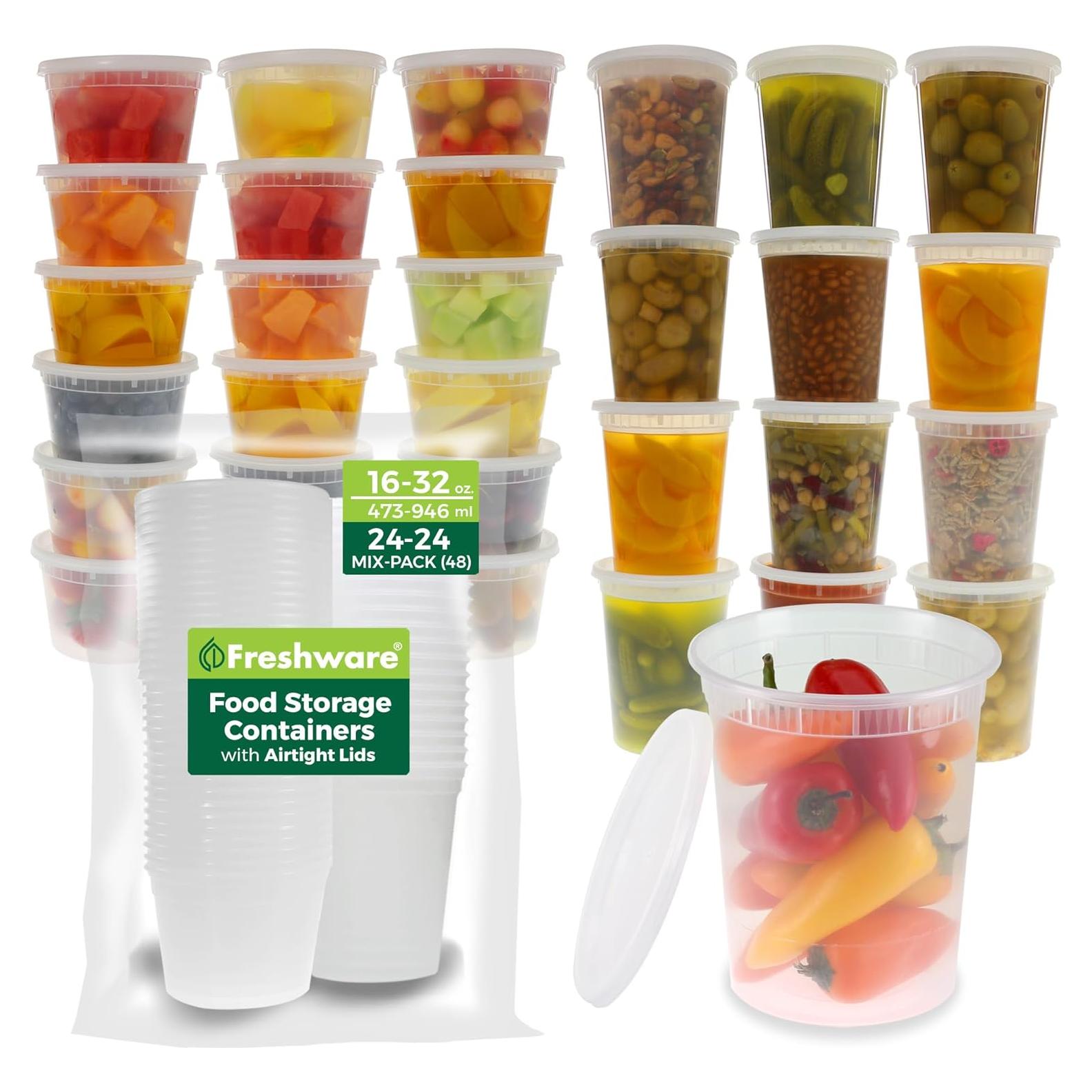 Freshware 48 Contenedores de Almacenamiento 16 y 32 oz