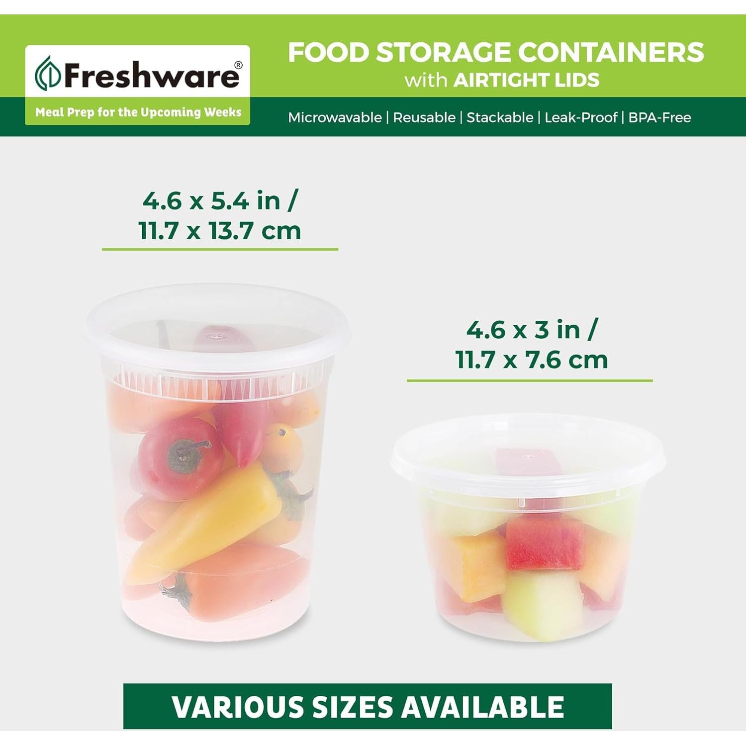Freshware 48 Contenedores de Almacenamiento 16 y 32 oz