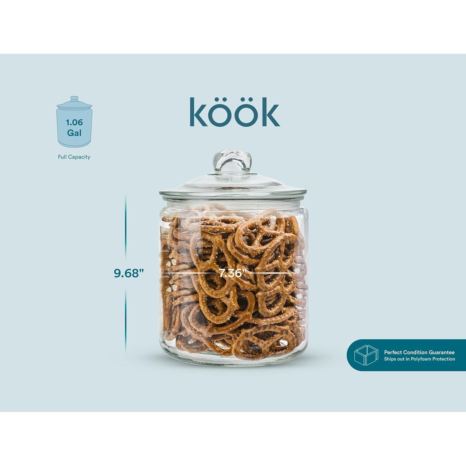 Tarros de Almacenamiento de Vidrio KooK, 1 Galón, Juego de 2