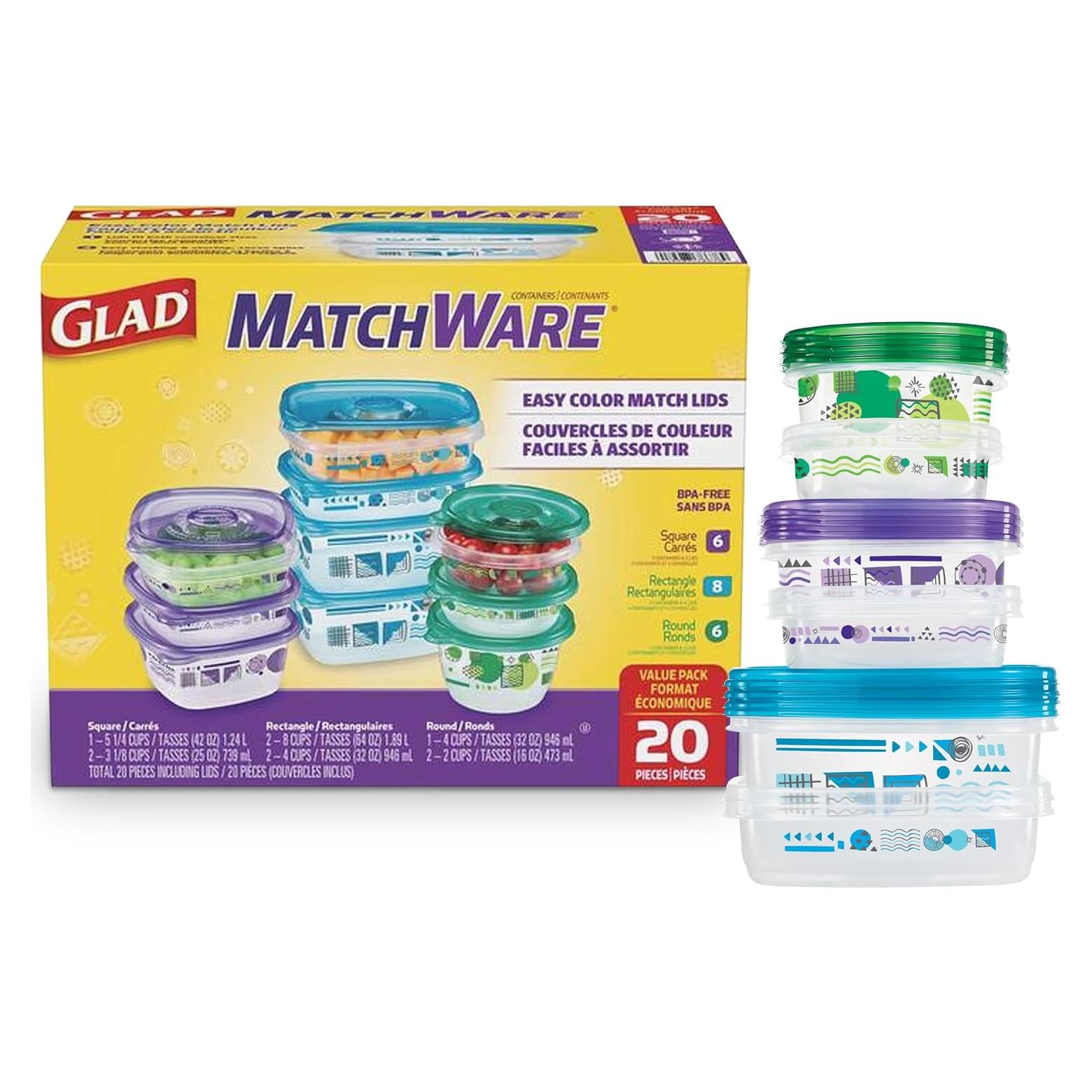 Contenedores de Almacenamiento de Alimentos GladWare 20 Pzas