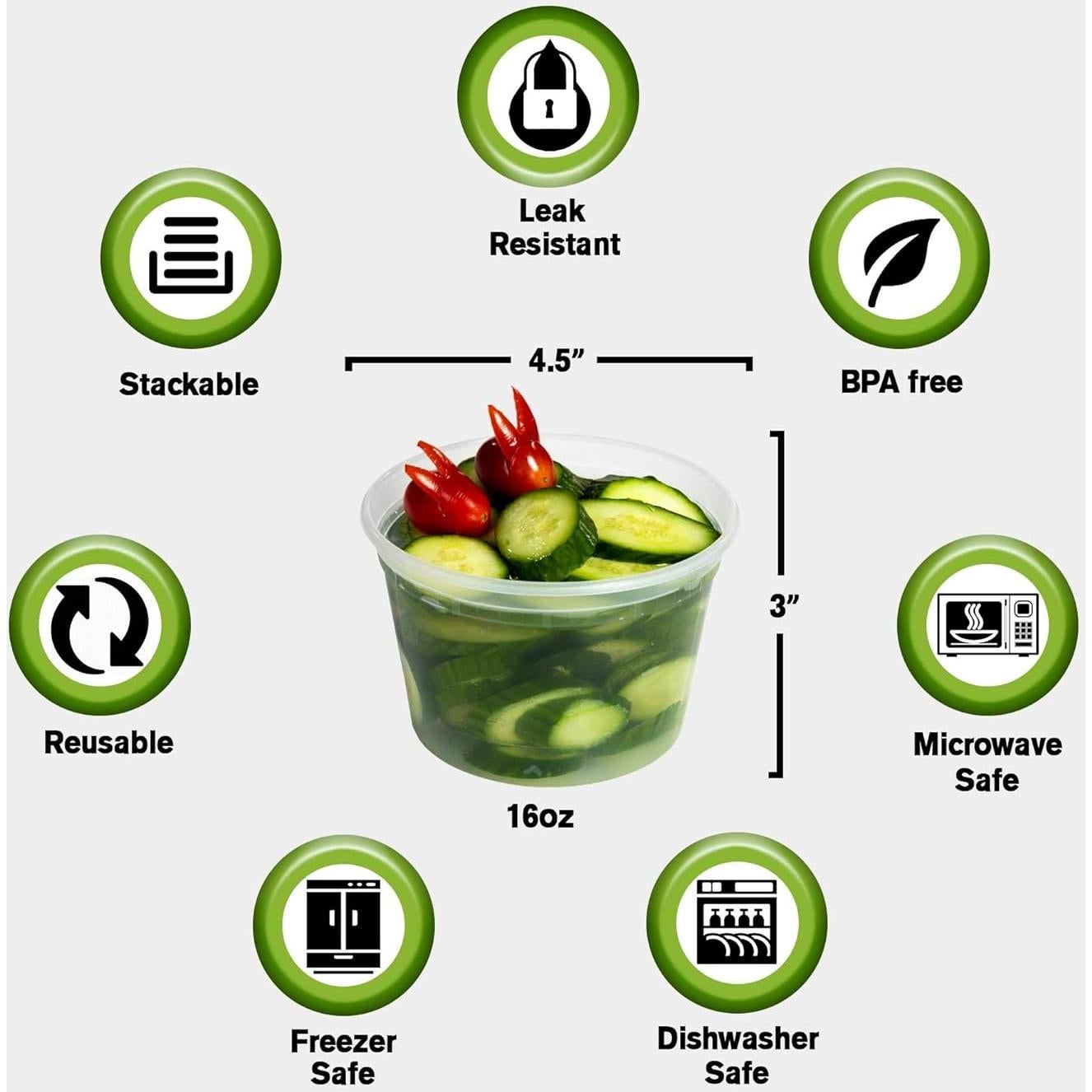 Contenedores de Plástico Safeware 50 Unidades 473ml Herméticos