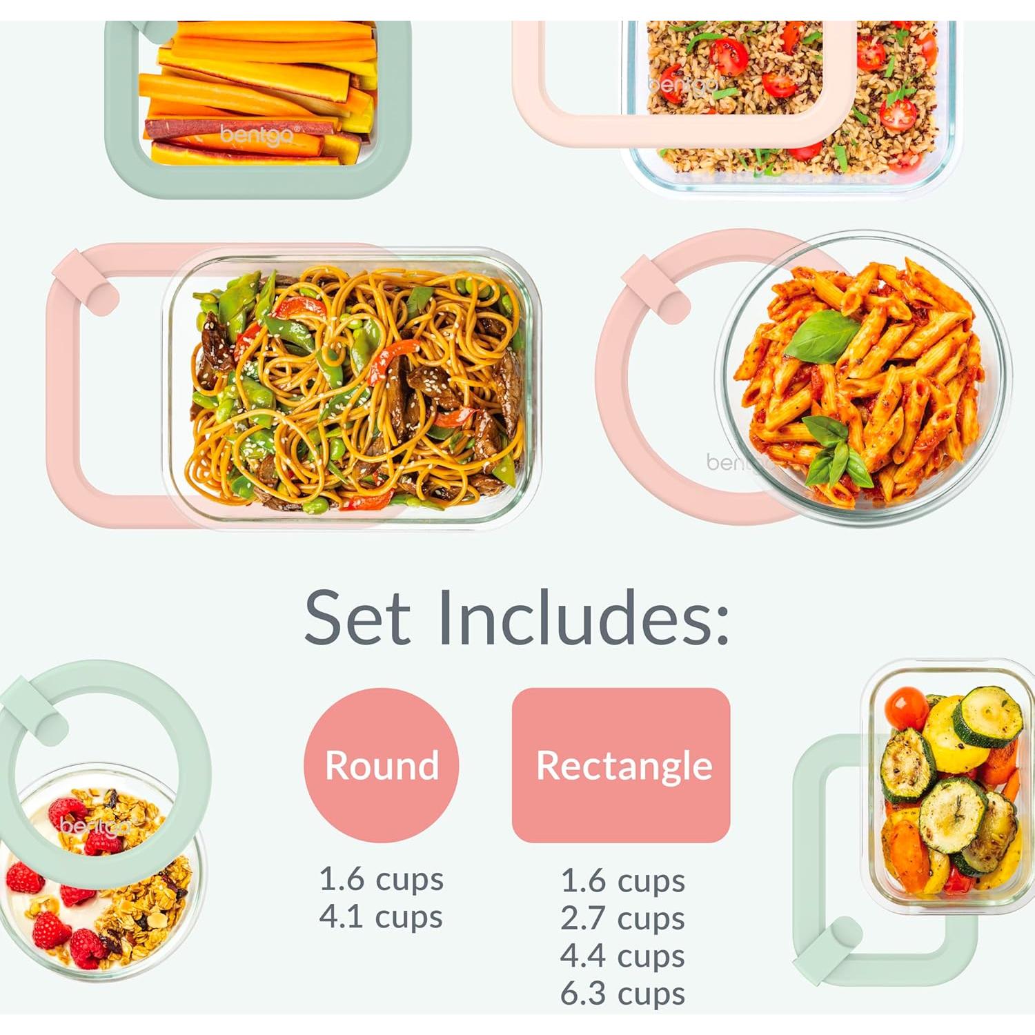 Set de 12 Contenedores de Vidrio Herméticos Bentgo - A Prueba de Fugas