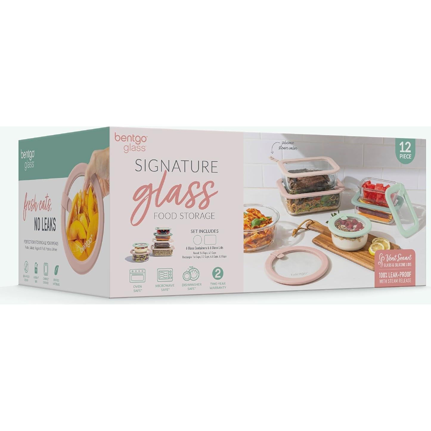 Set de 12 Contenedores de Vidrio Herméticos Bentgo - A Prueba de Fugas