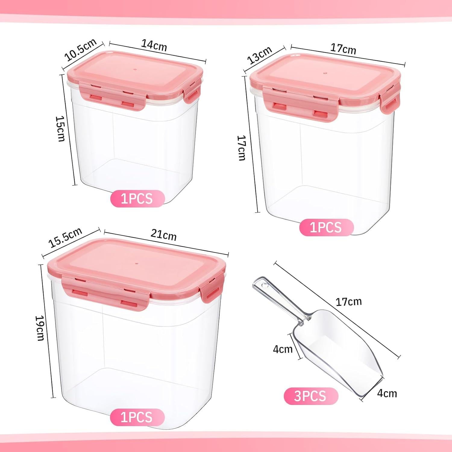 Contenedores de Almacenamiento para Comida de Mascotas Patelai - 3 Piezas Rosa