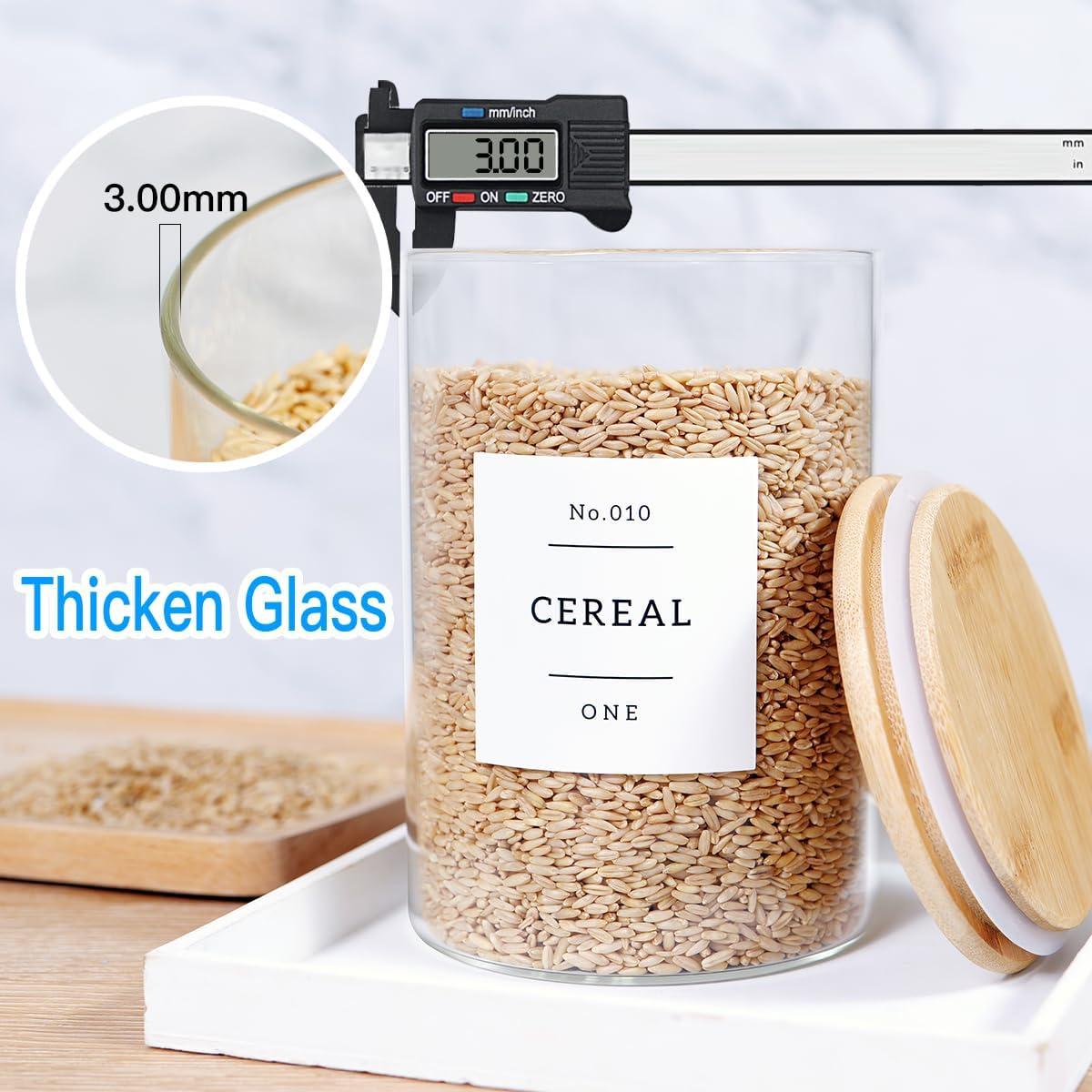 Juego de 3 Tarros de Vidrio Herméticos con Tapas de Bambú - 2.96 L