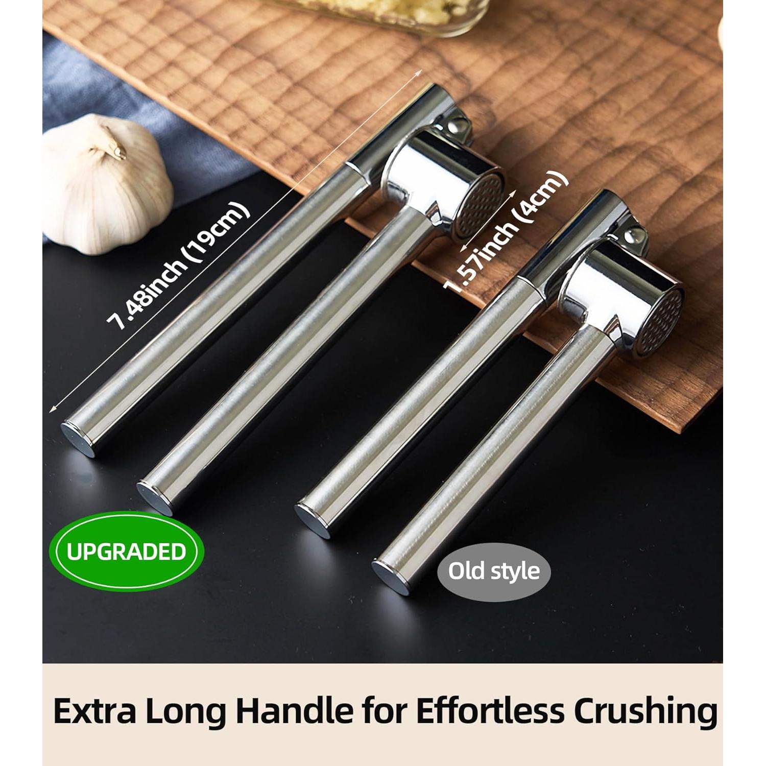 Prensa de Ajo Ugotit Acero Inoxidable Set 3 Piezas Mango Extendido