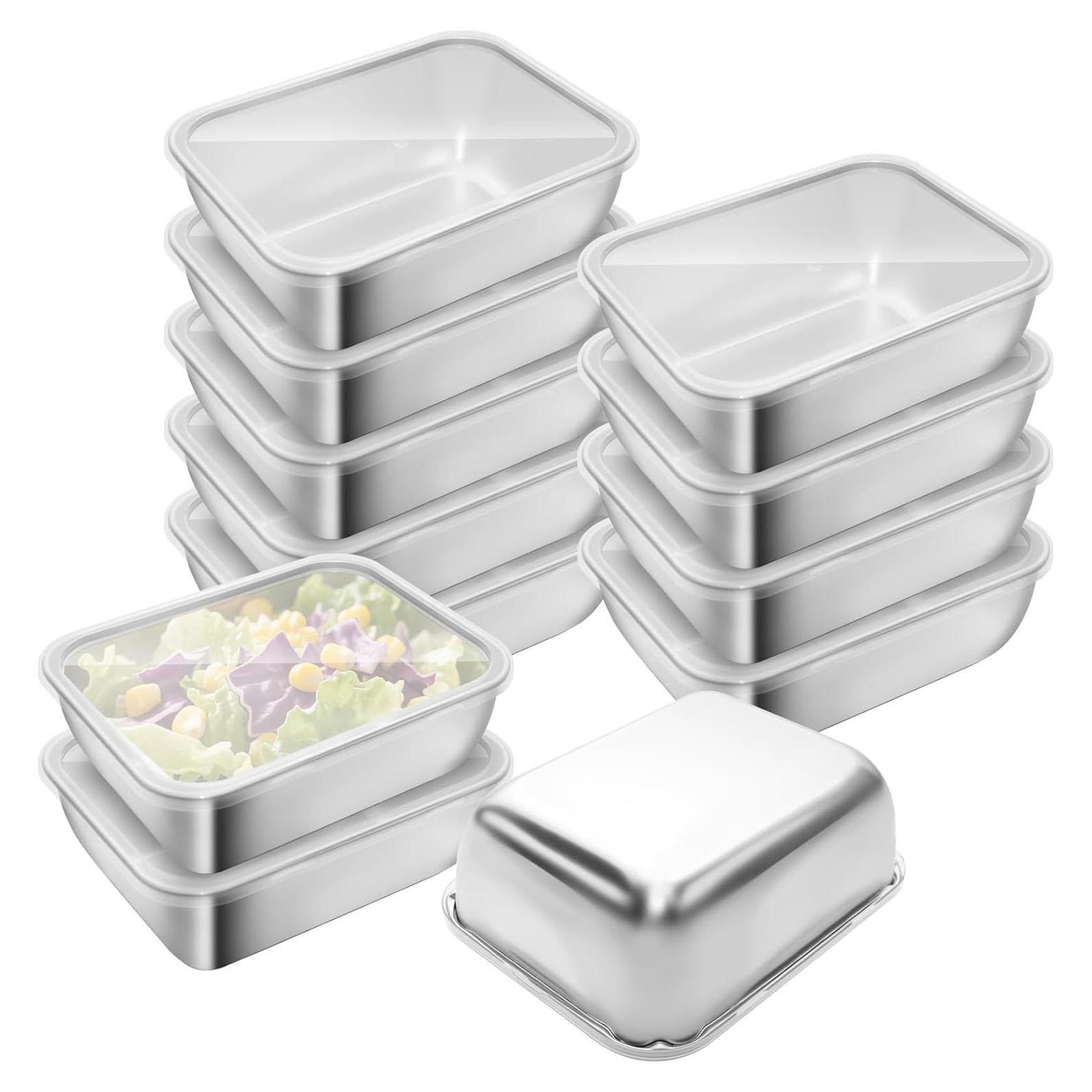 Juego de 12 Contenedores de Almacenamiento Acero Inoxidable 25 Oz