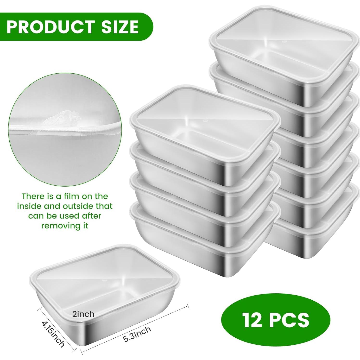 Juego de 12 Contenedores de Almacenamiento Acero Inoxidable 25 Oz