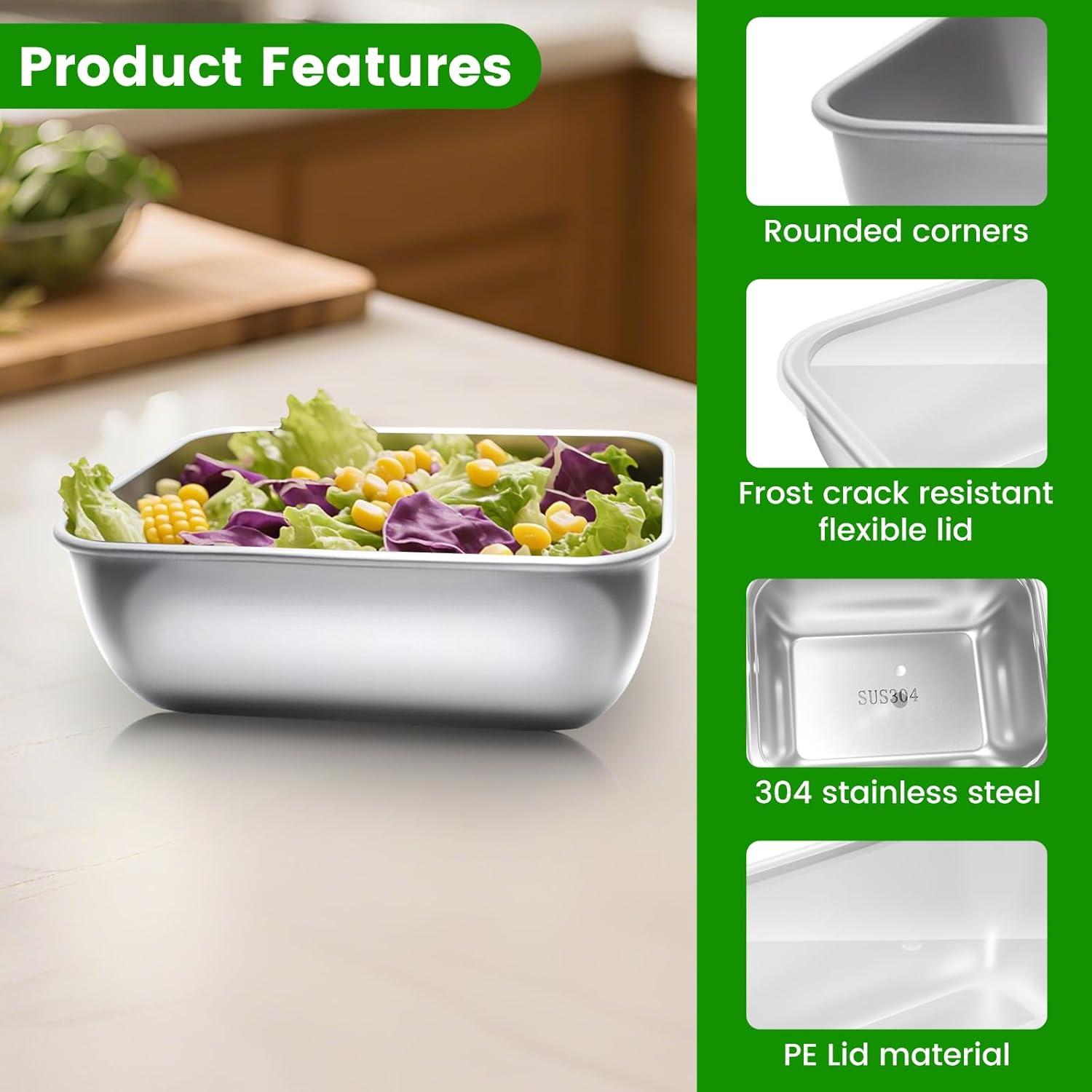 Juego de 12 Contenedores de Almacenamiento Acero Inoxidable 25 Oz