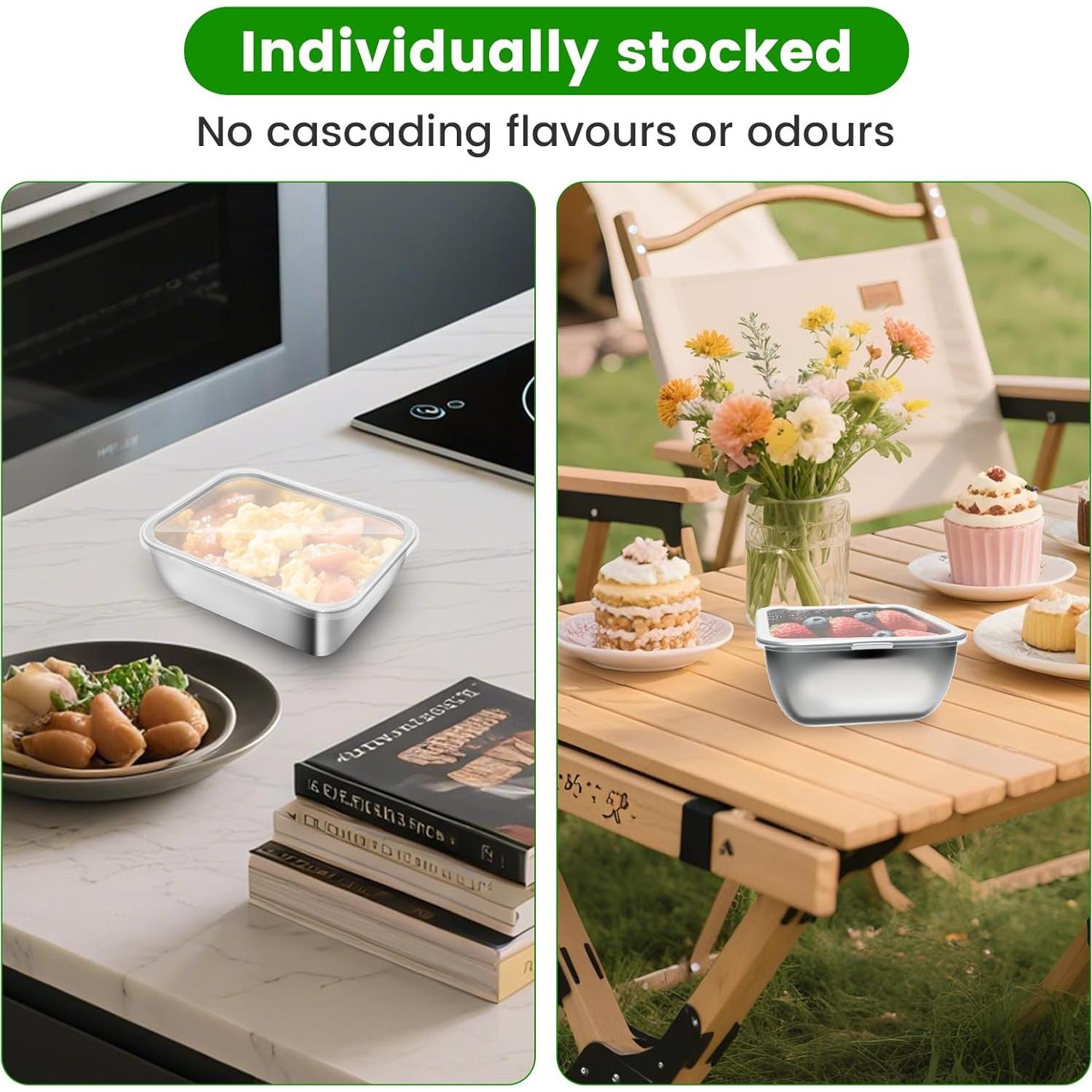 Juego de 12 Contenedores de Almacenamiento Acero Inoxidable 25 Oz