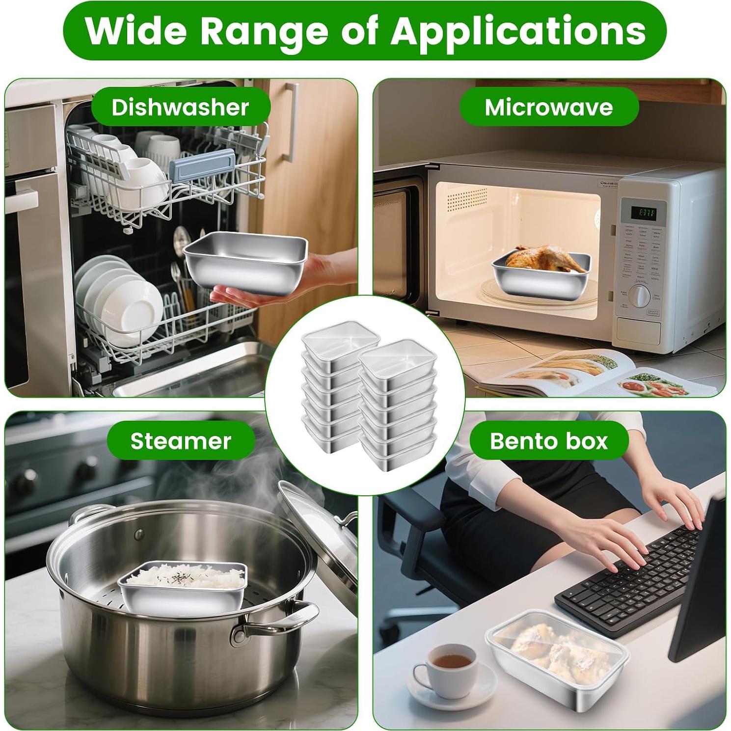 Juego de 12 Contenedores de Almacenamiento Acero Inoxidable 25 Oz