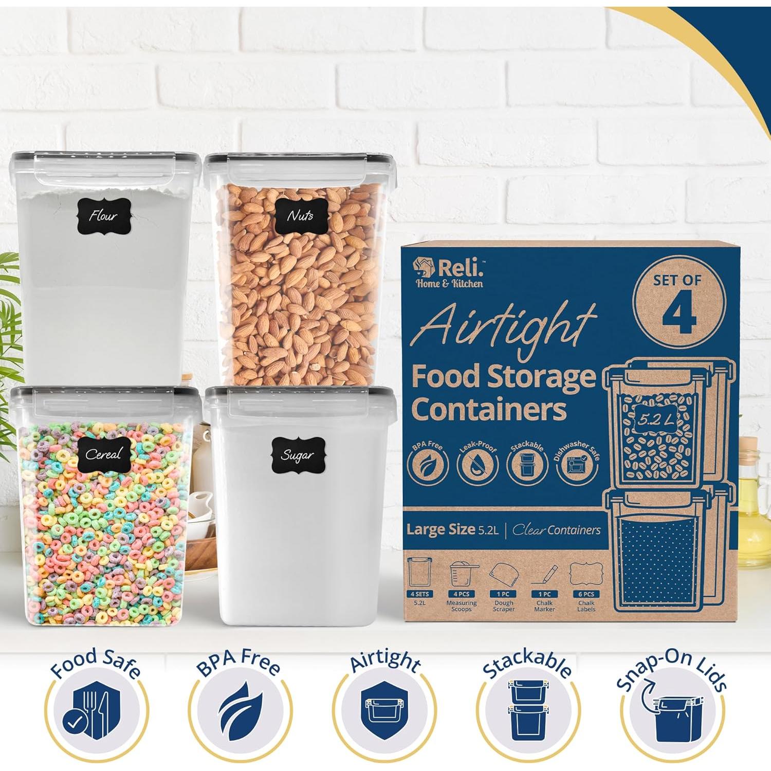 Contenedores de Almacenamiento Herméticos Reli. 5.2L (4 Pzs) BPA