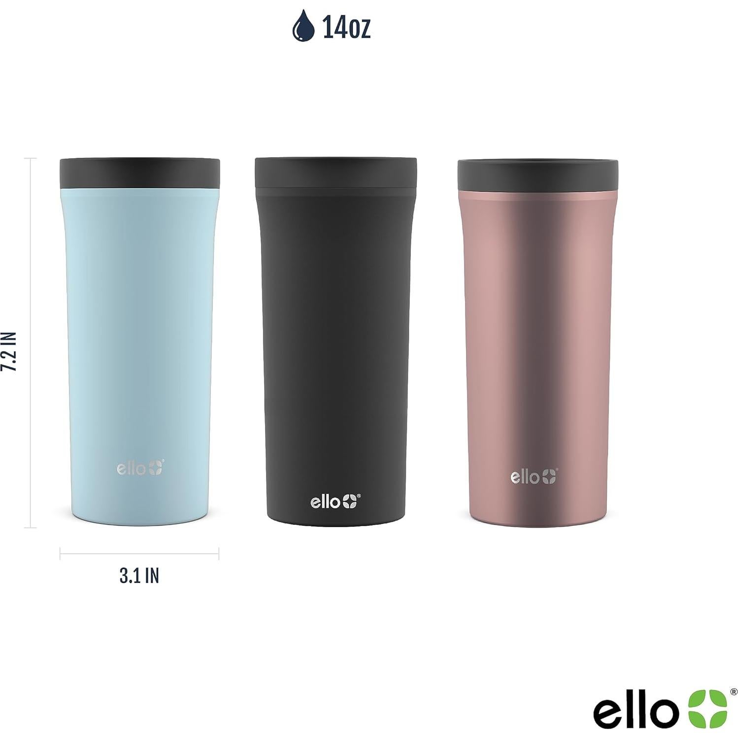 Taza de Viaje Ello Arabica 414ml Acero Inoxidable Negra