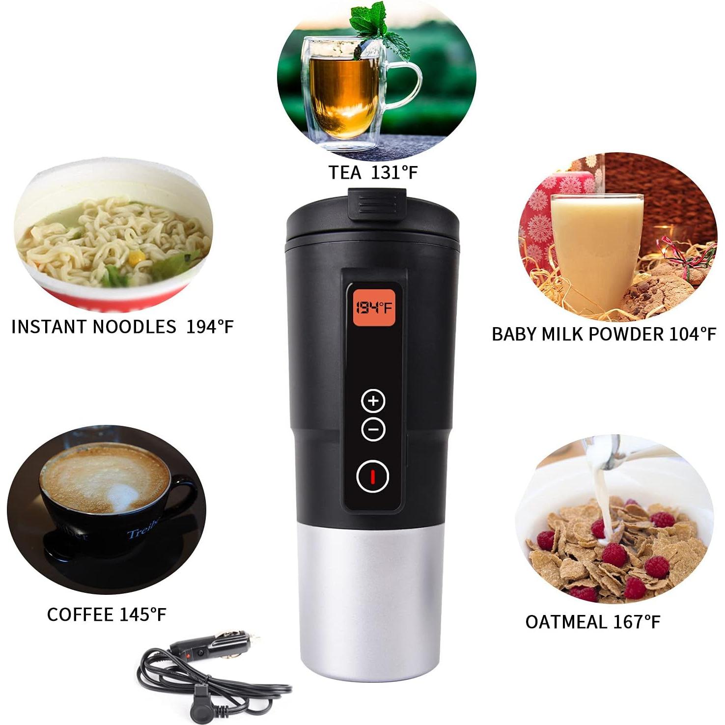 Taza Calentadora Eléctrica LEJIEYIN 12V 0.38L con Control Temperatura