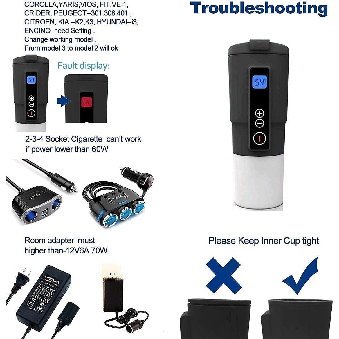Taza Calentadora Eléctrica LEJIEYIN 12V 0.38L con Control Temperatura