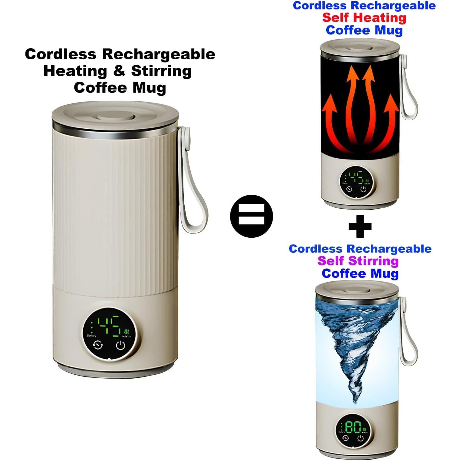 Taza de café eléctrica autocalentable WGL&HJ 355ml con agitación