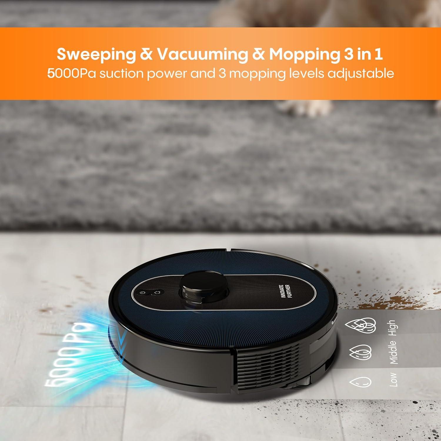 Aspiradora Robótica AZQQ S6 Pro 5000Pa Auto-Desvaciante