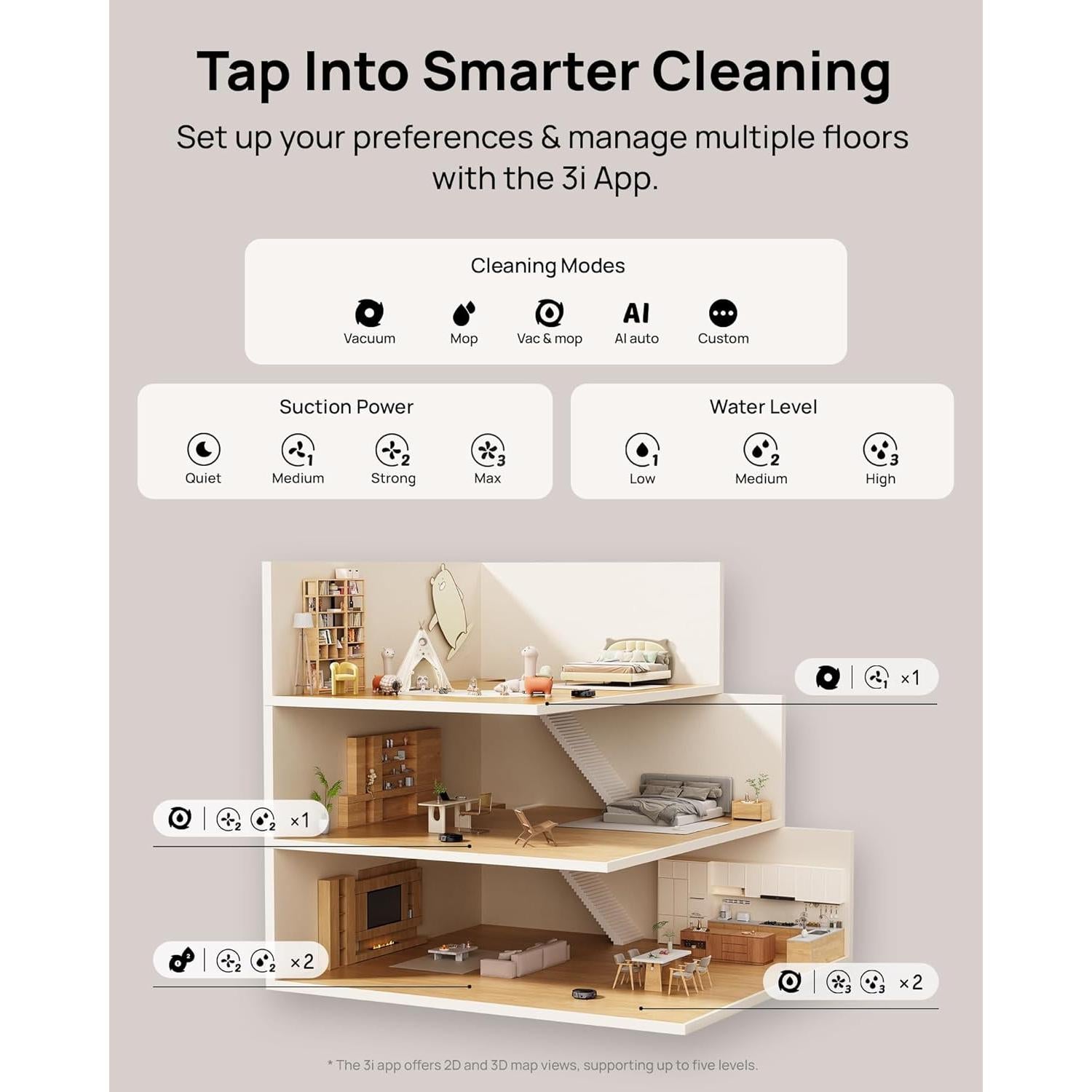 Aspiradora Robótica 3i G10+ con Mopa, 18000 Pa, Navegación LiDAR