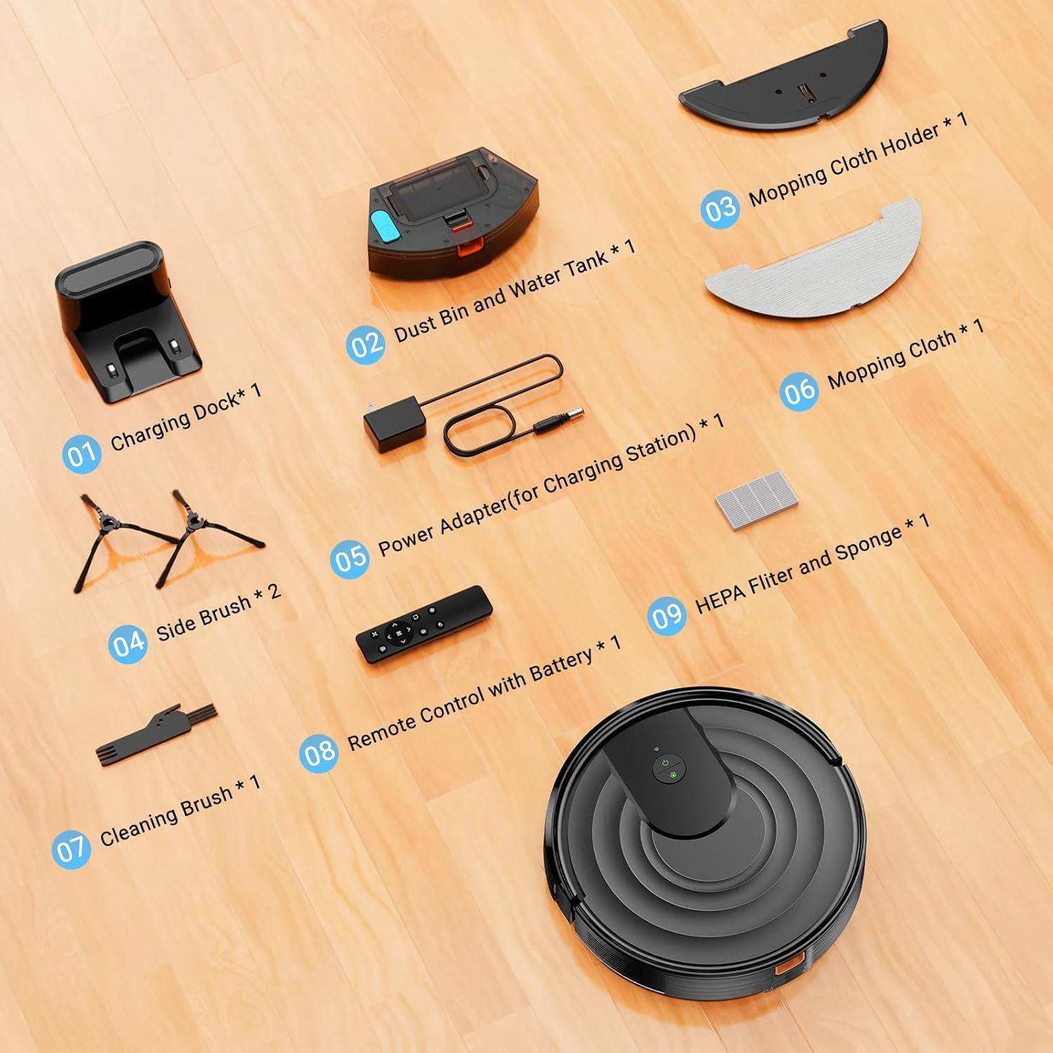 Aspiradora Robótica MBYULO R101X0 5000Pa 130 Min Carga Automática