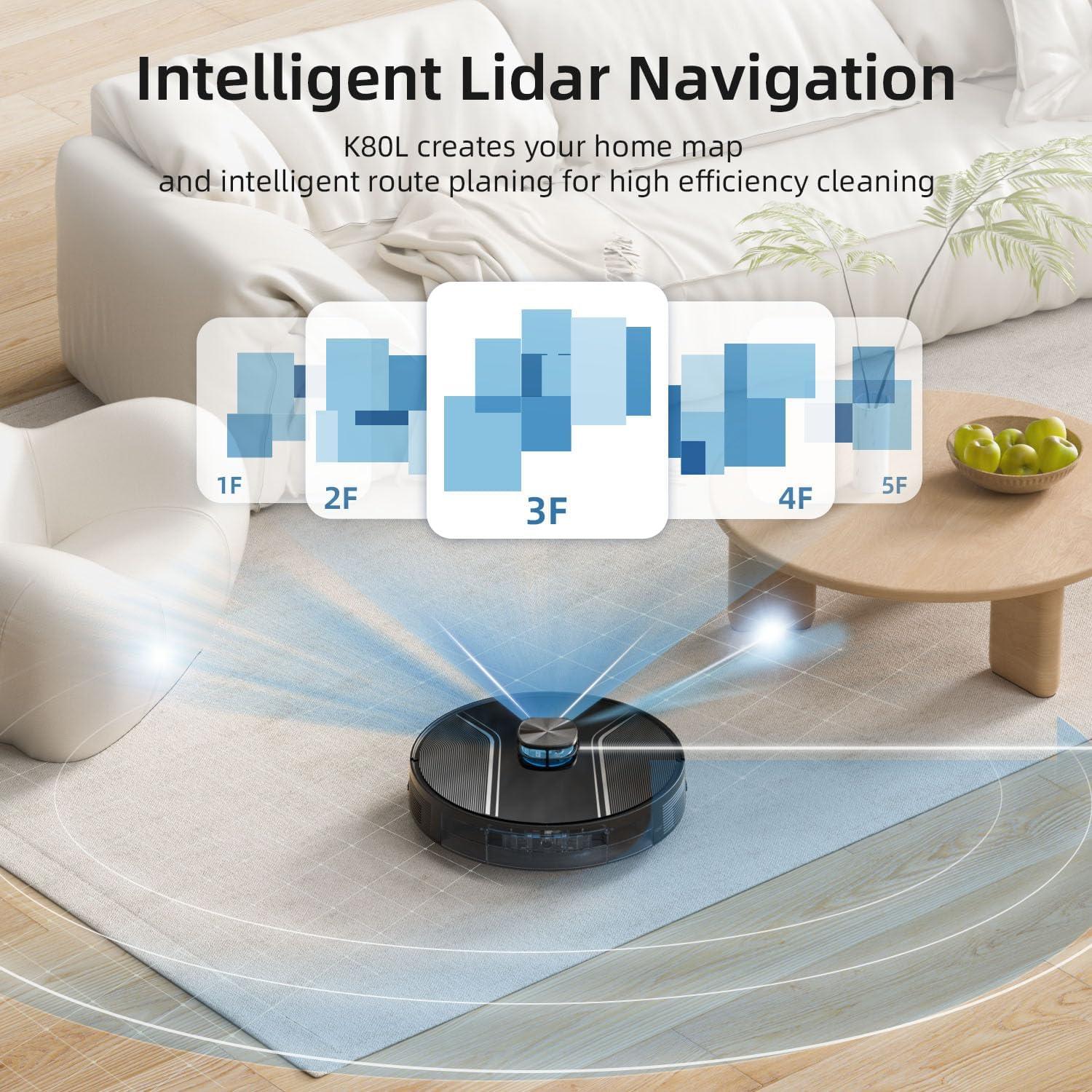 Aspiradora Robot Trapeador Bodenbot K80L, Navegación LiDAR, 5000Pa