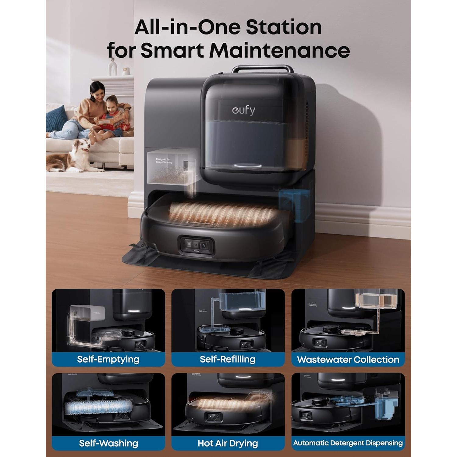 Robot Aspiradora eufy E28 con Sistema HydroJet y Mopa Rodante