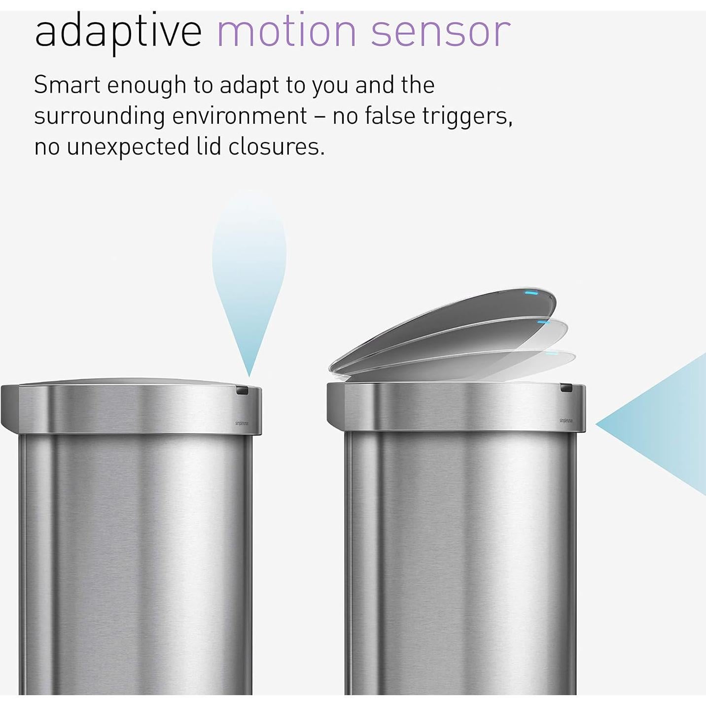 Papelera Automática Semirredonda 45L simplehuman Acero Inoxidable