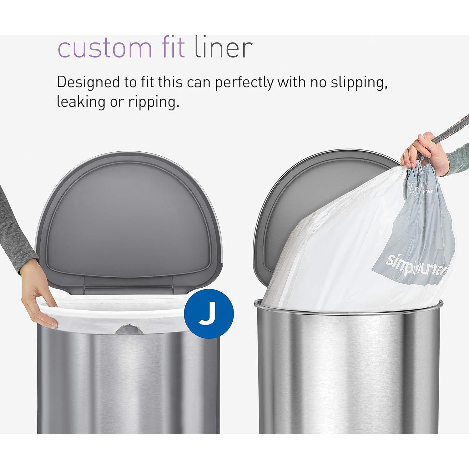 Papelera Automática Semirredonda 45L simplehuman Acero Inoxidable