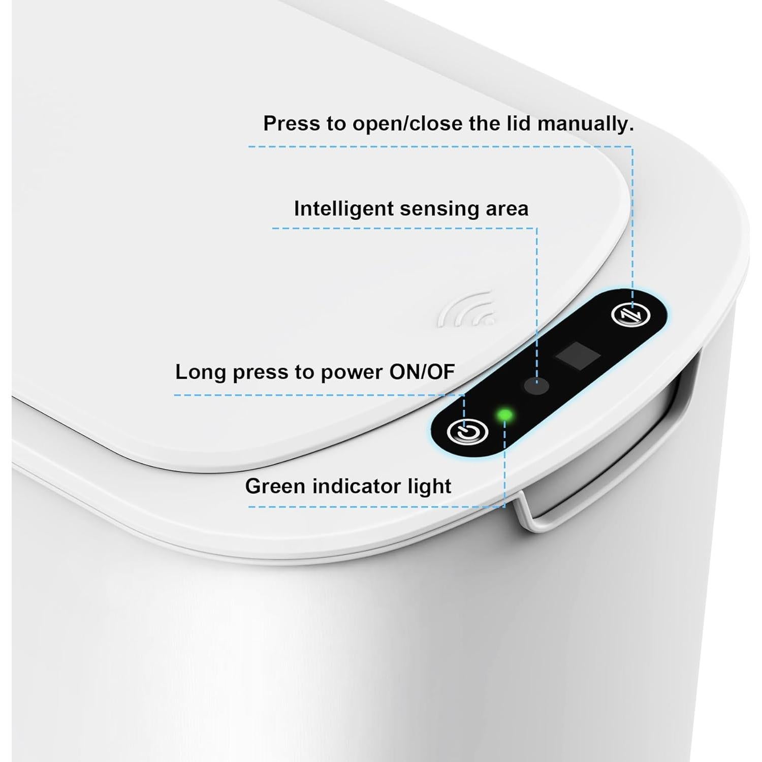 Cubo de Basura Automático Cesun 5 Galones Blanco con Sensor