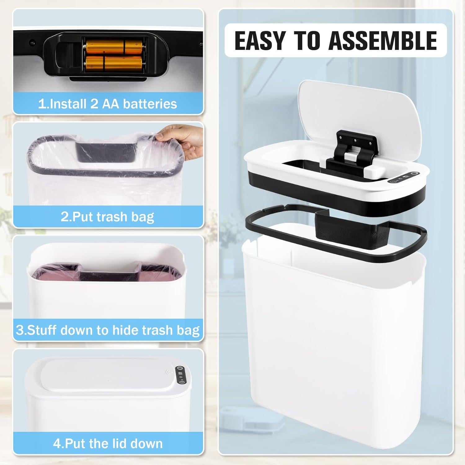 Cubo de Basura Automático Cesun 5 Galones Blanco con Sensor