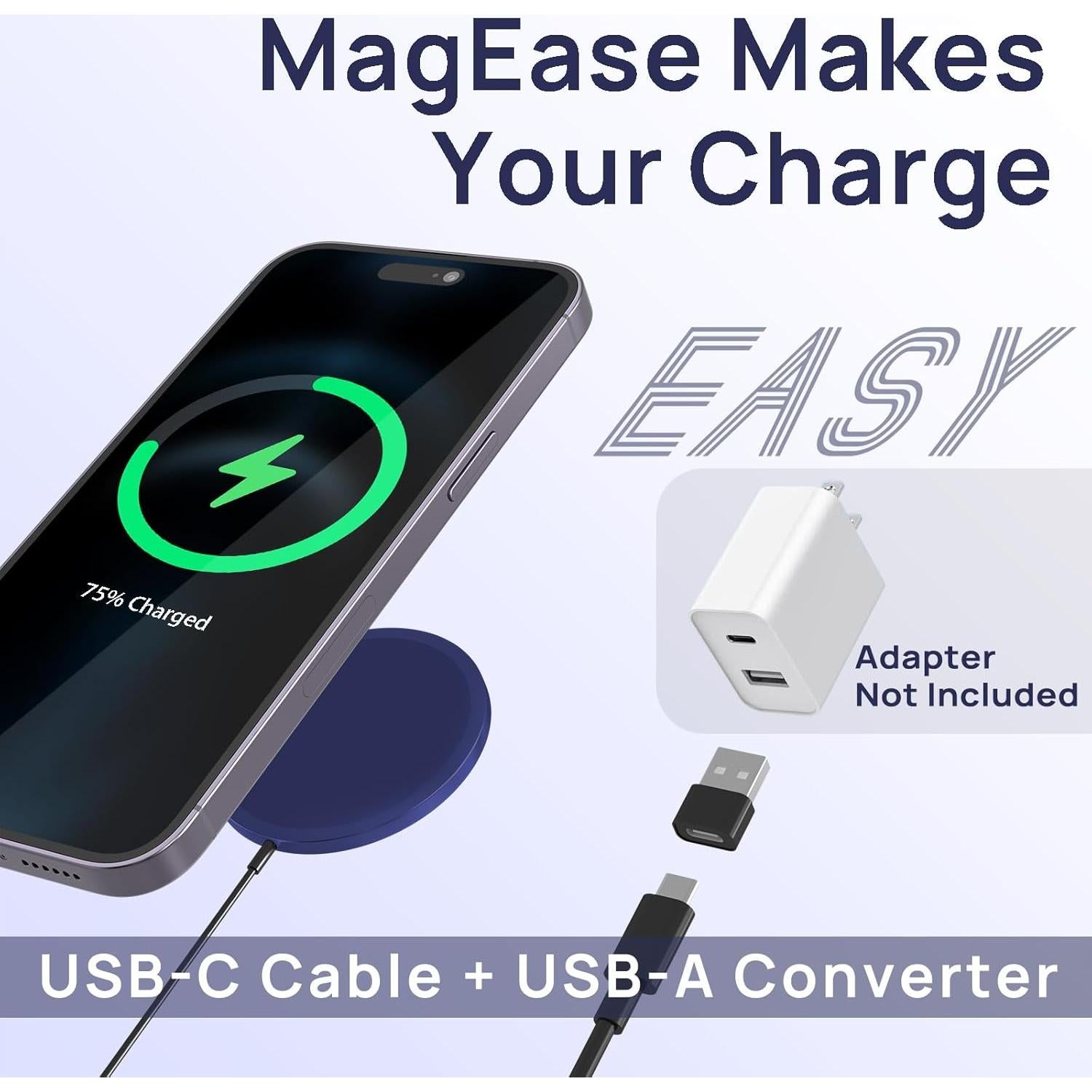 Cargador Inalámbrico MagEase 15W para iPhone 14/13/12 Azul