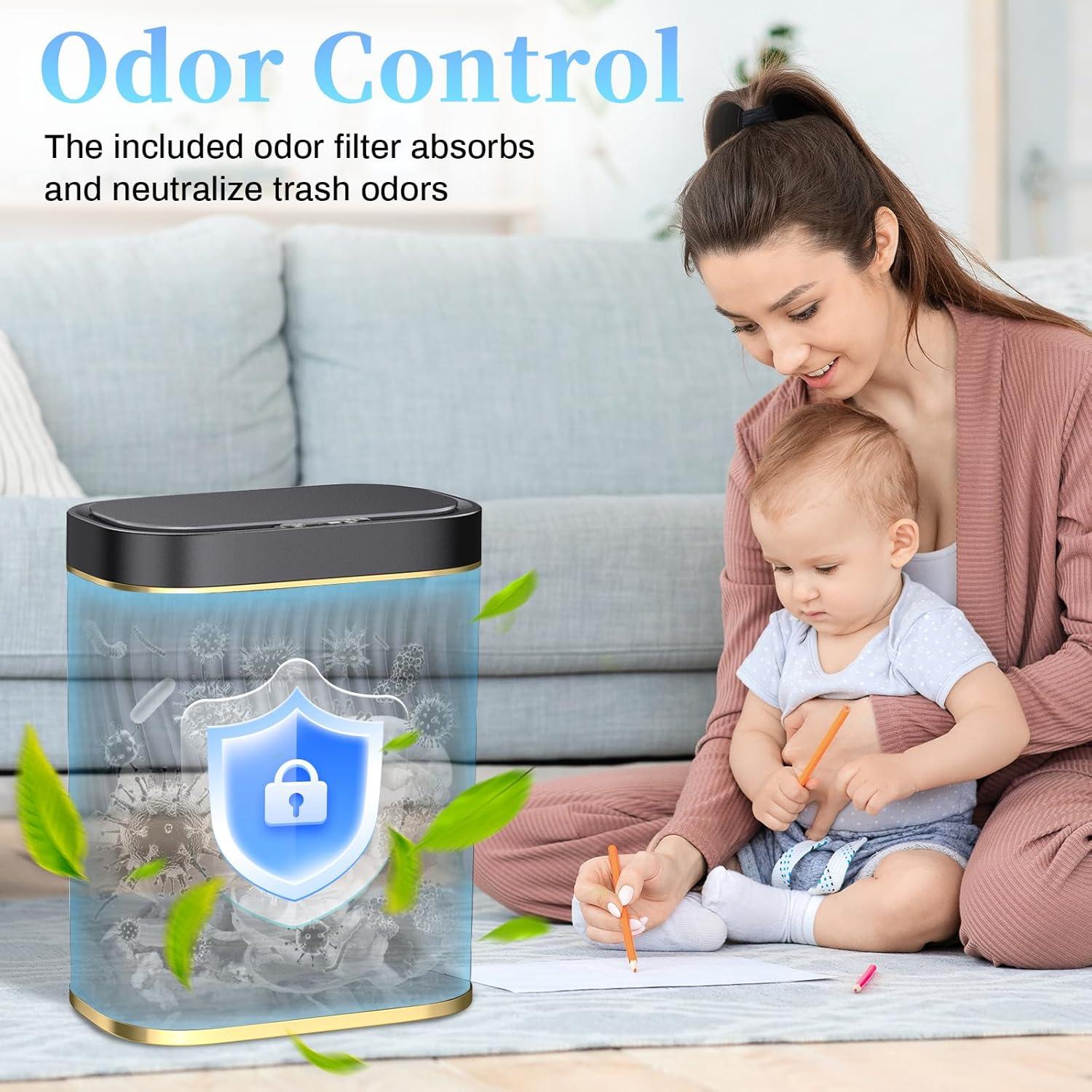 Cesto de Basura Automático Ogikey 9.84L Oro Negro Impermeable