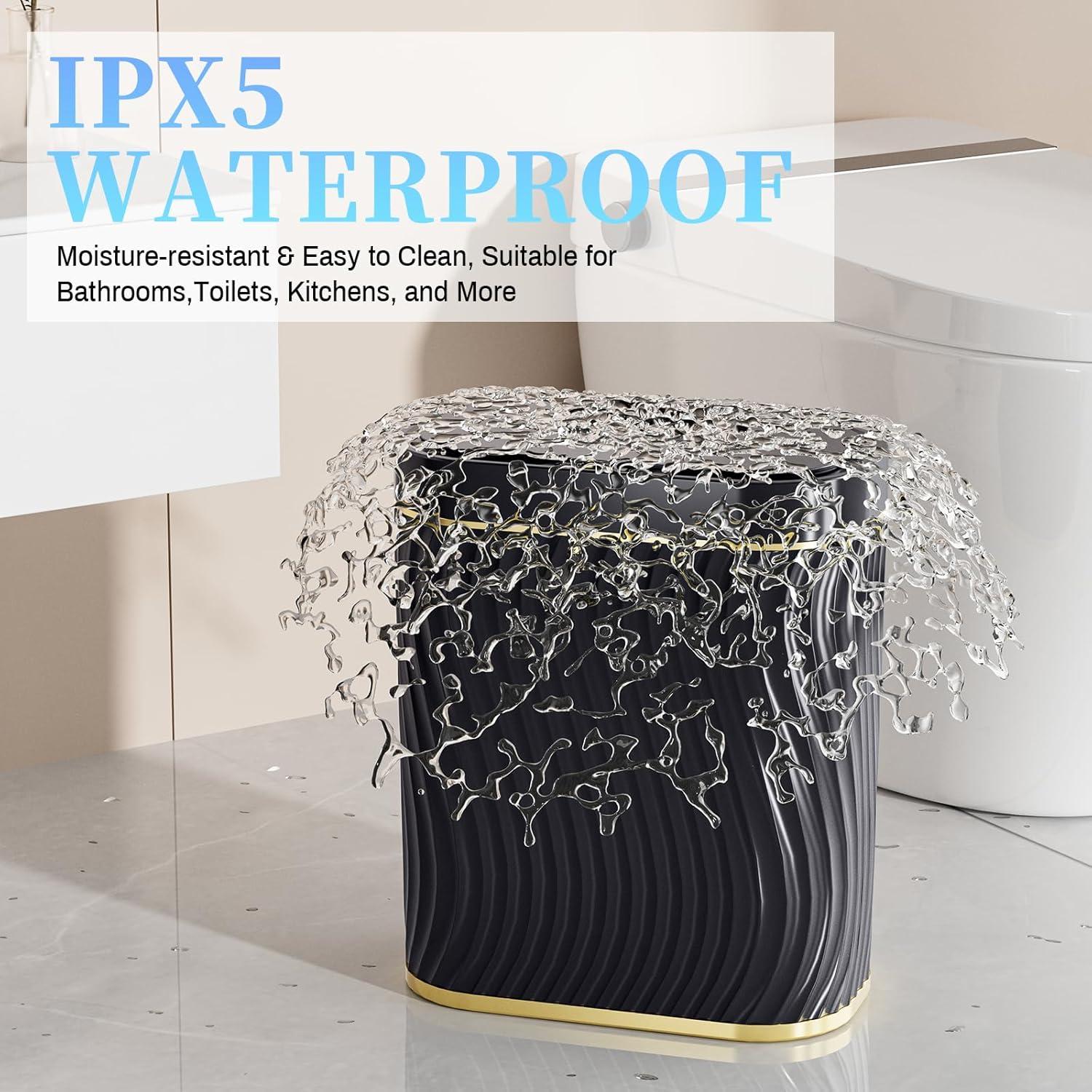 Cesto de Basura Automático Ogikey 9.84L Oro Negro Impermeable